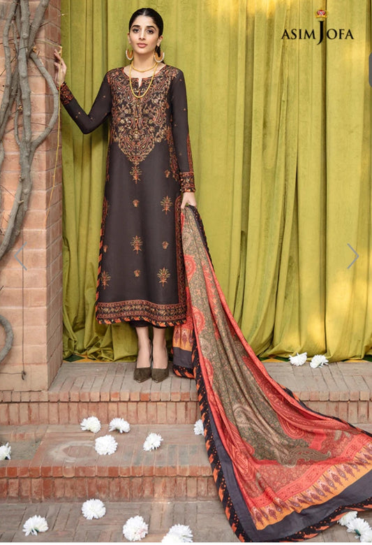 AJW-01 | Asim Jofa | Mawra & Ayeza Edit | Asra Winter Printed Shawl Collection 2022