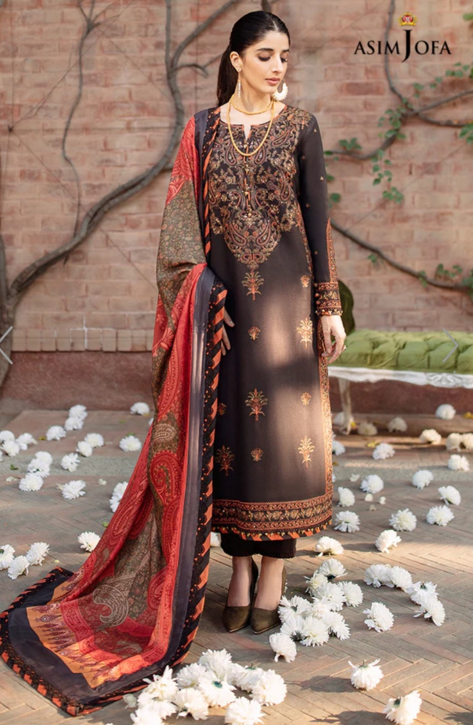 AJW-01 | Asim Jofa | Mawra & Ayeza Edit | Asra Winter Printed Shawl Collection 2022