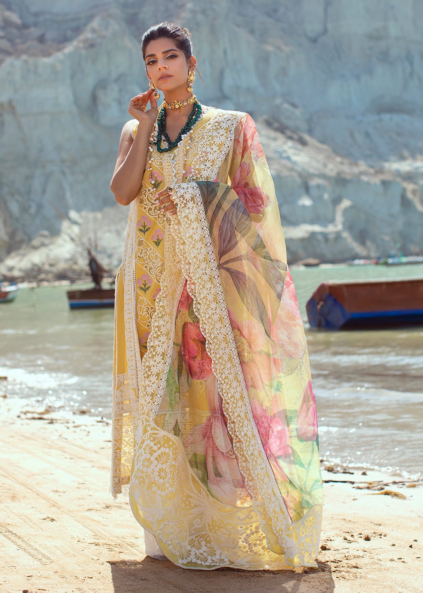 Chikkankari Reinvented - 7B - Sunshine | Crimson × Saira Shakira | Luxury Lawn Collection 2022