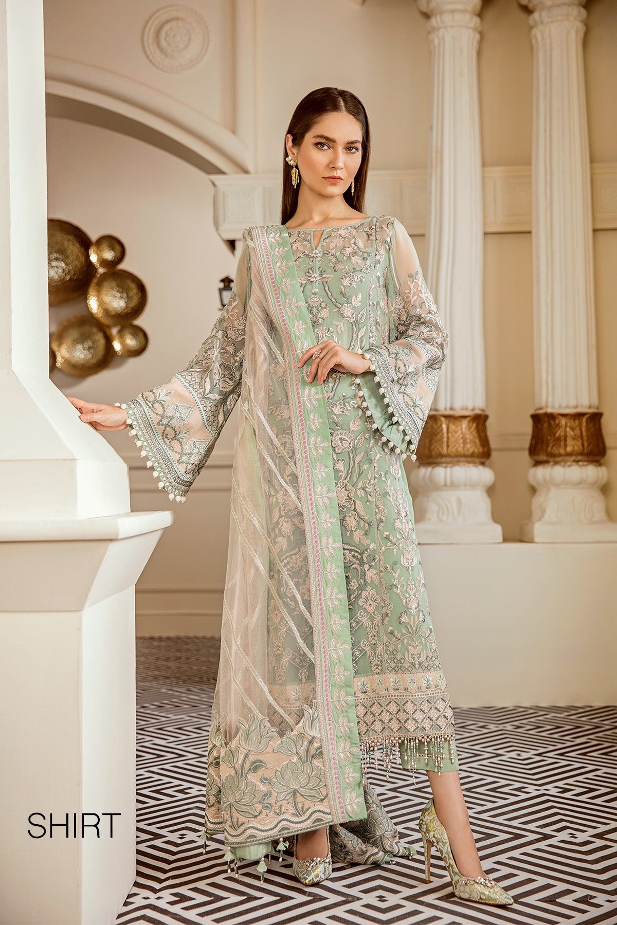 Mint Tea (Baroque Chantelle Embroidered Chiffon)