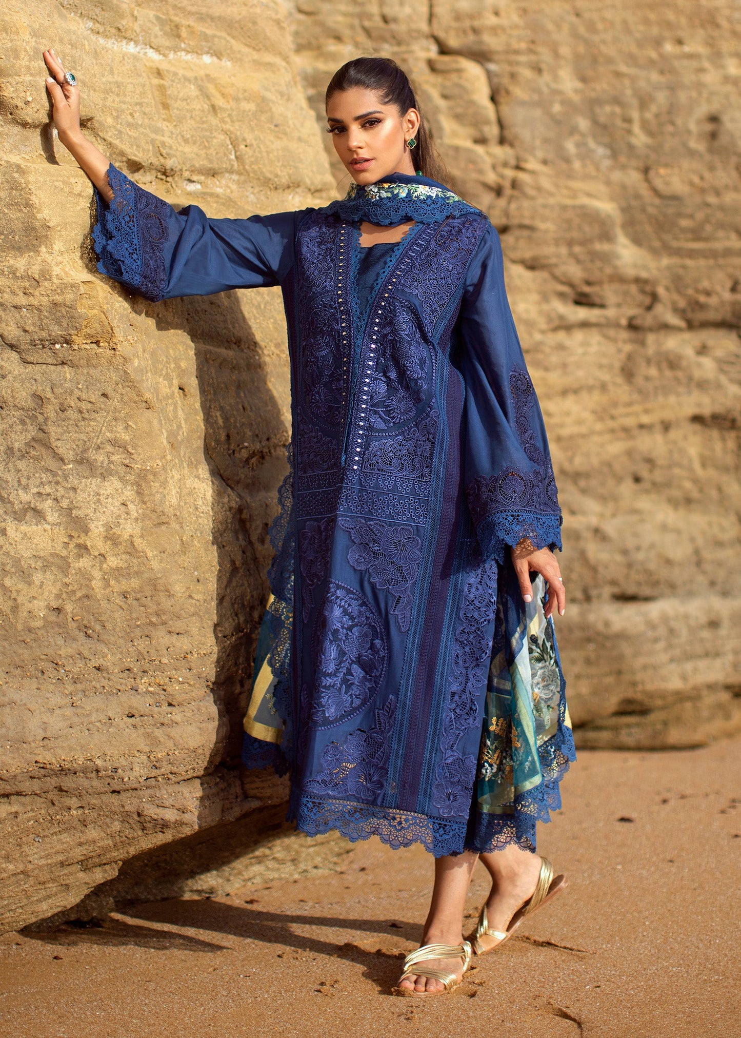 Jewel by the Beach - 3A - Sapphire | Crimson × Saira Shakira | Luxury Lawn Collection 2022