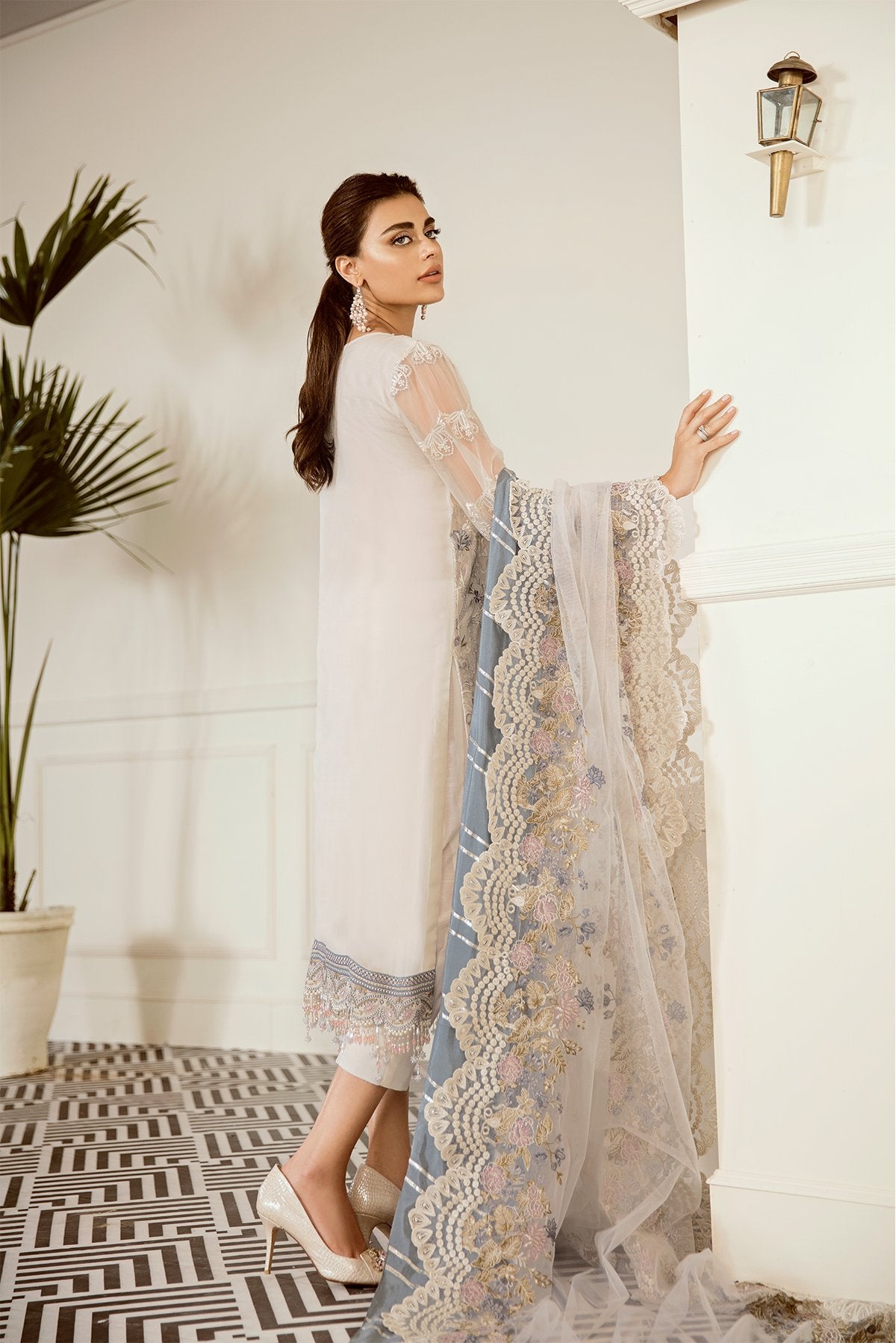Pewter (Baroque Chantelle Embroidered Chiffon)