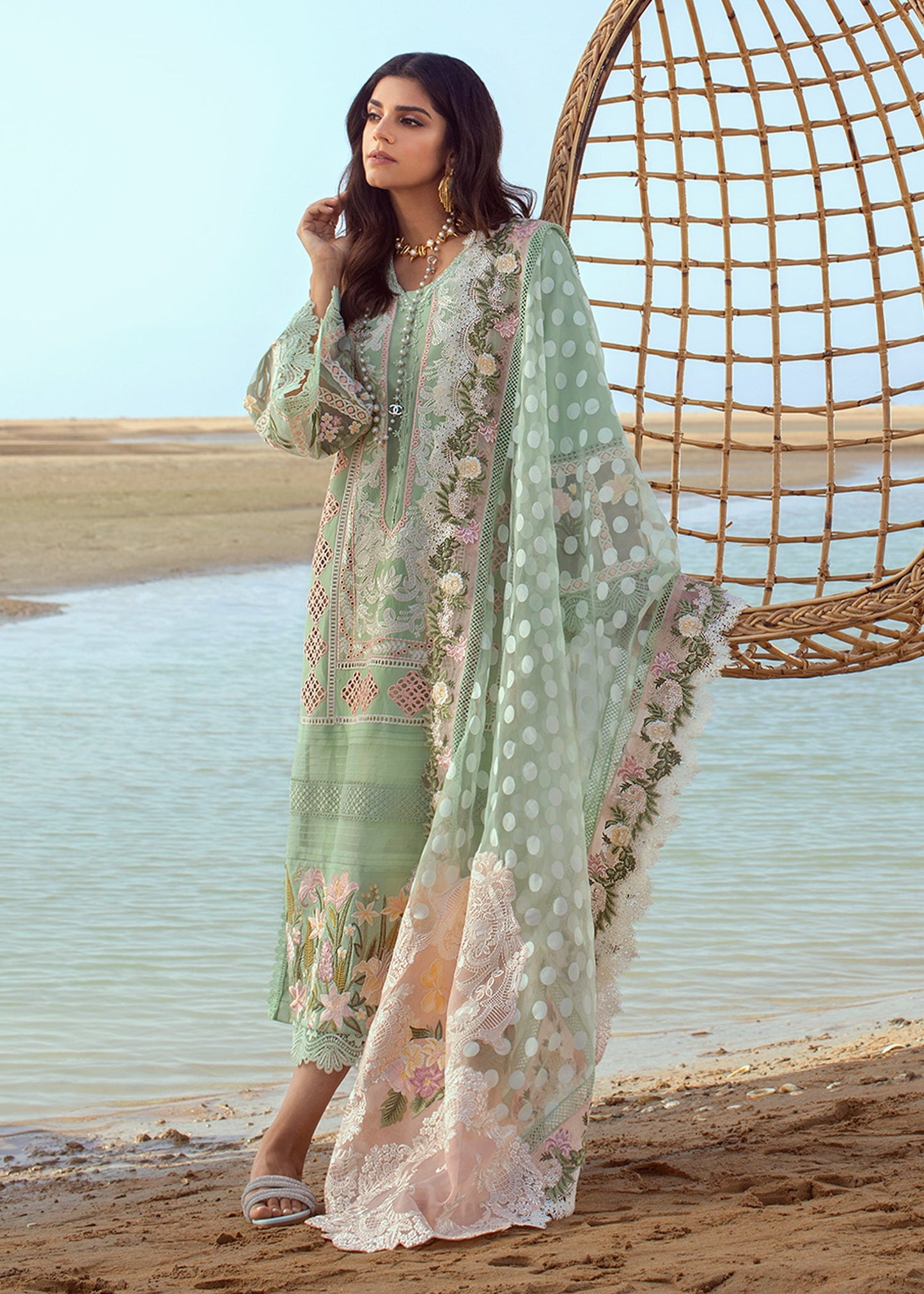 Serendipity - 5B - Seafoam | Crimson × Saira Shakira | Luxury Lawn Collection 2022