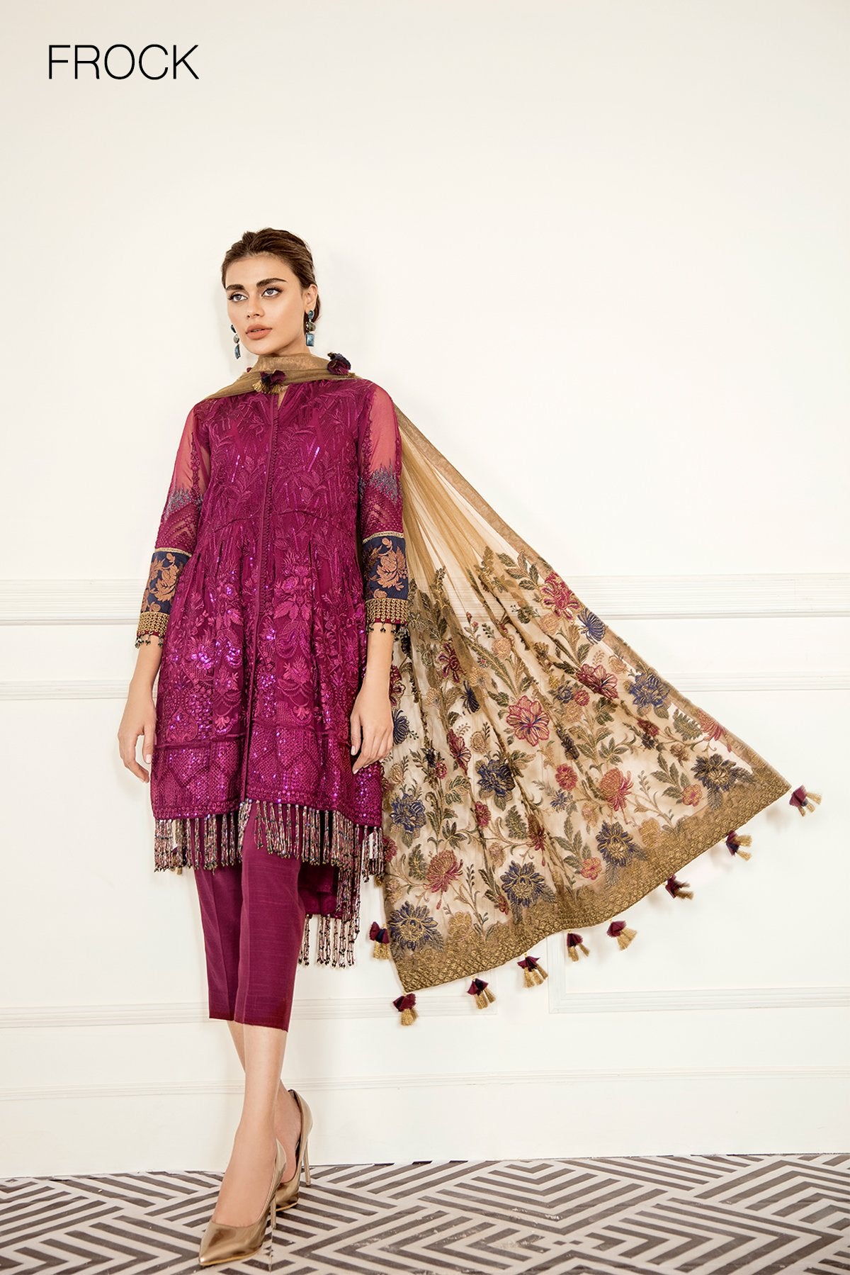 Cerise (Baroque Chantelle Embroidered Chiffon)