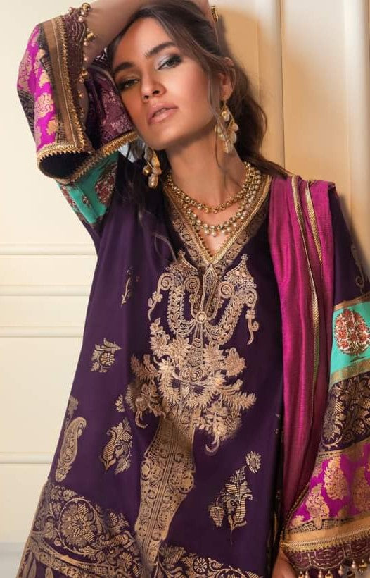 B201-003B-CU | Sana Safinaz | Karnool Block Print Collection'20