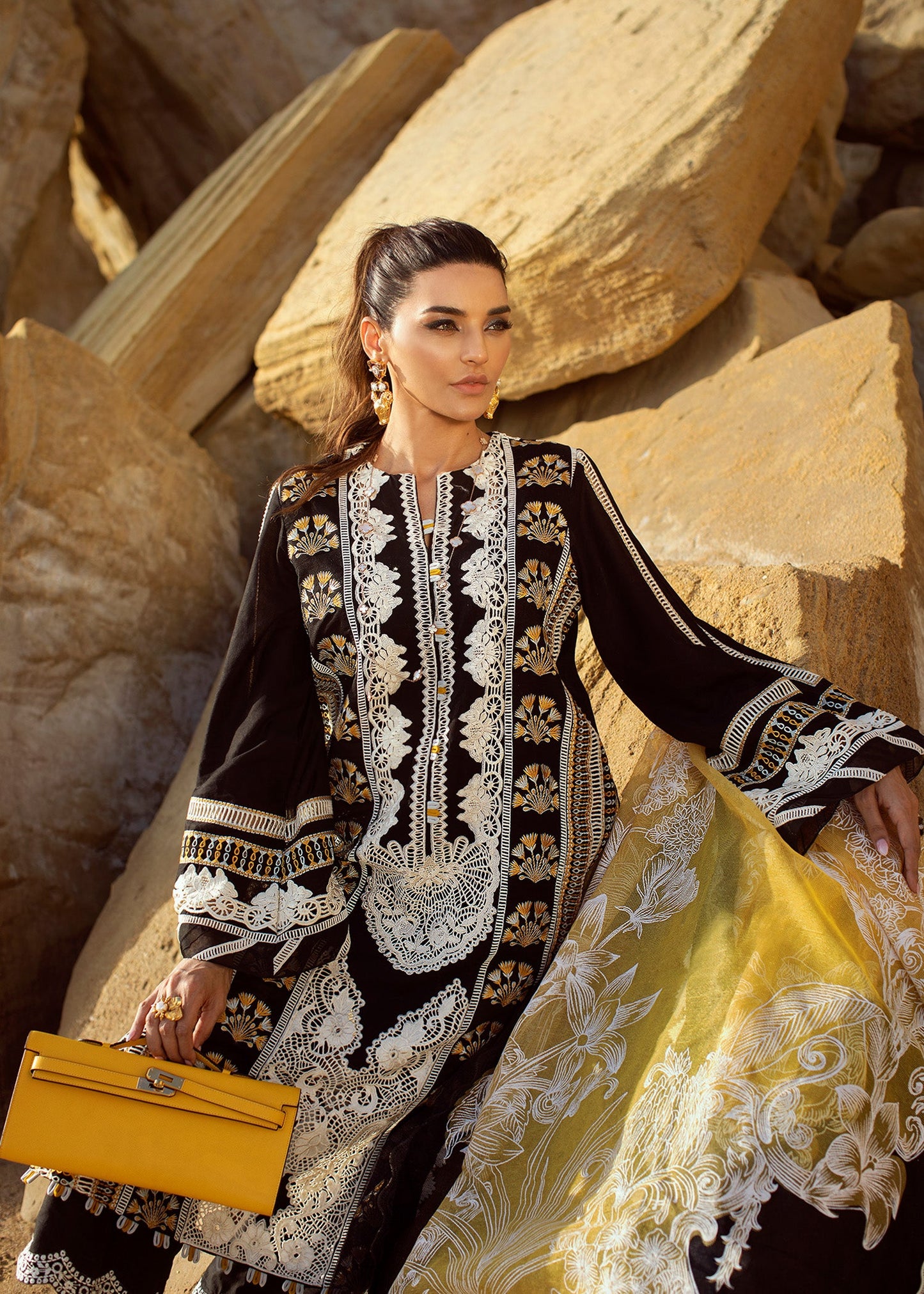 Stories of Santorini - 1B - Onyx | Crimson × Saira Shakira | Luxury Lawn Collection 2022
