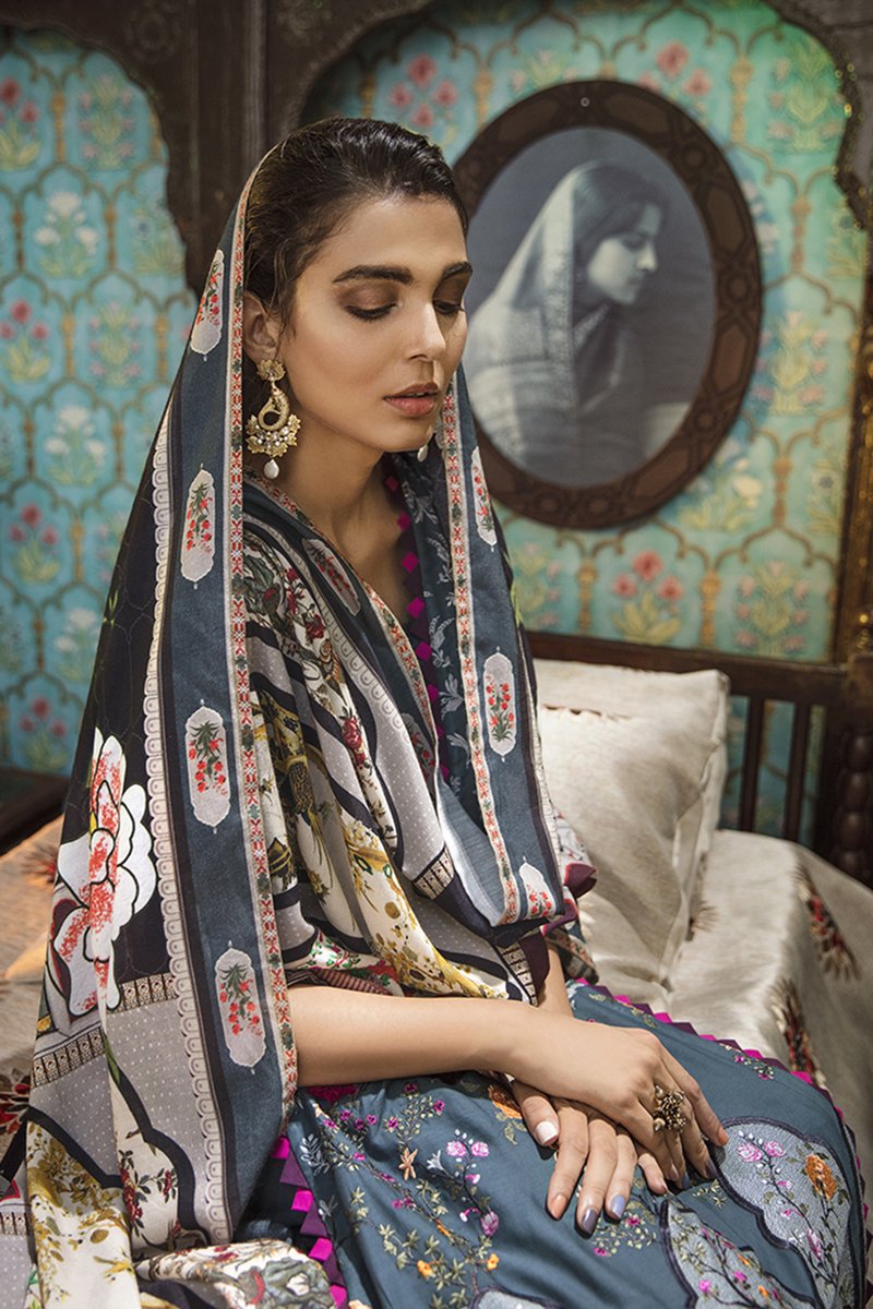 RAVEN FLORAL (CROSS STITCH - AANGAN COTTON SATIN'19)