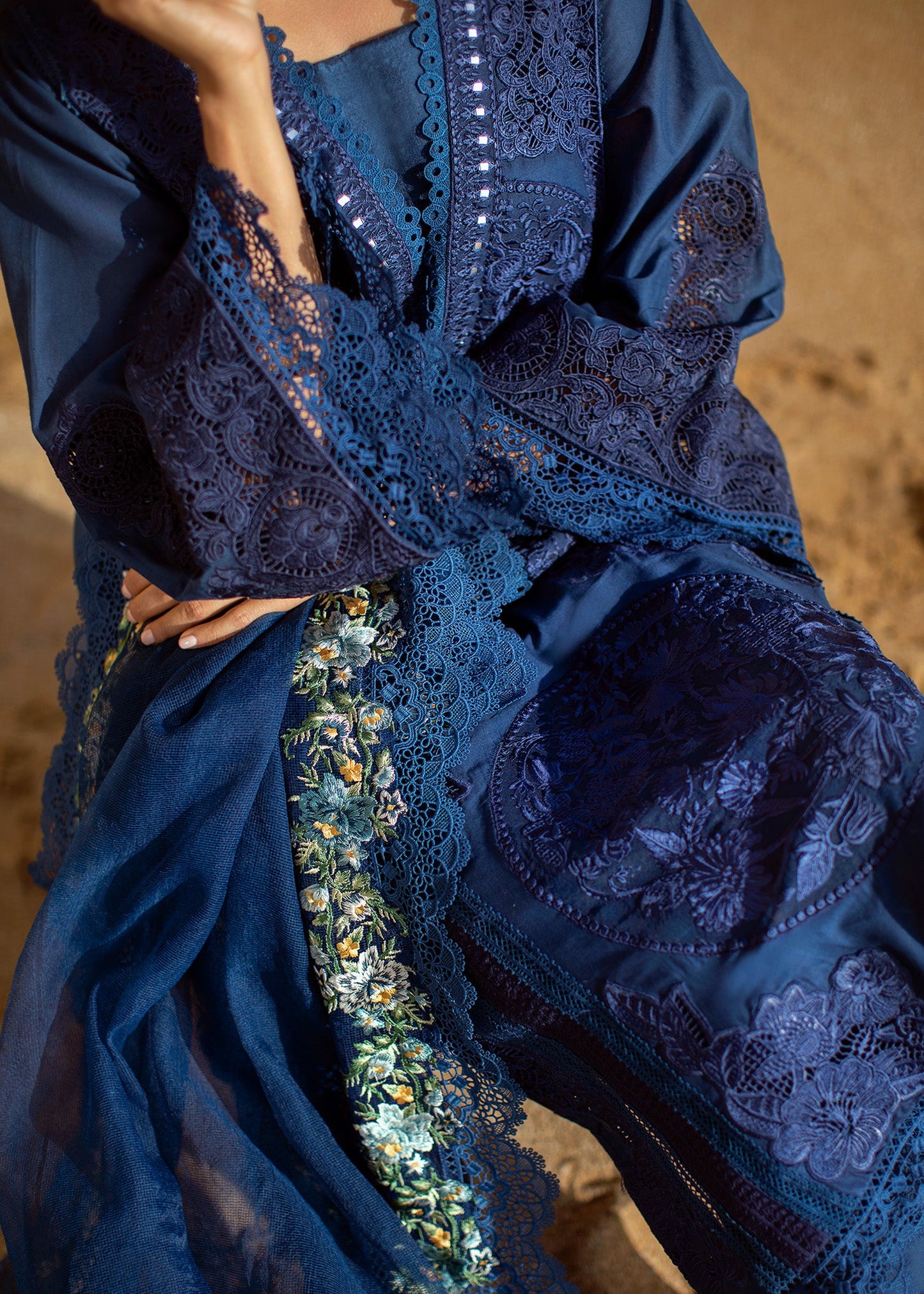 Jewel by the Beach - 3A - Sapphire | Crimson × Saira Shakira | Luxury Lawn Collection 2022