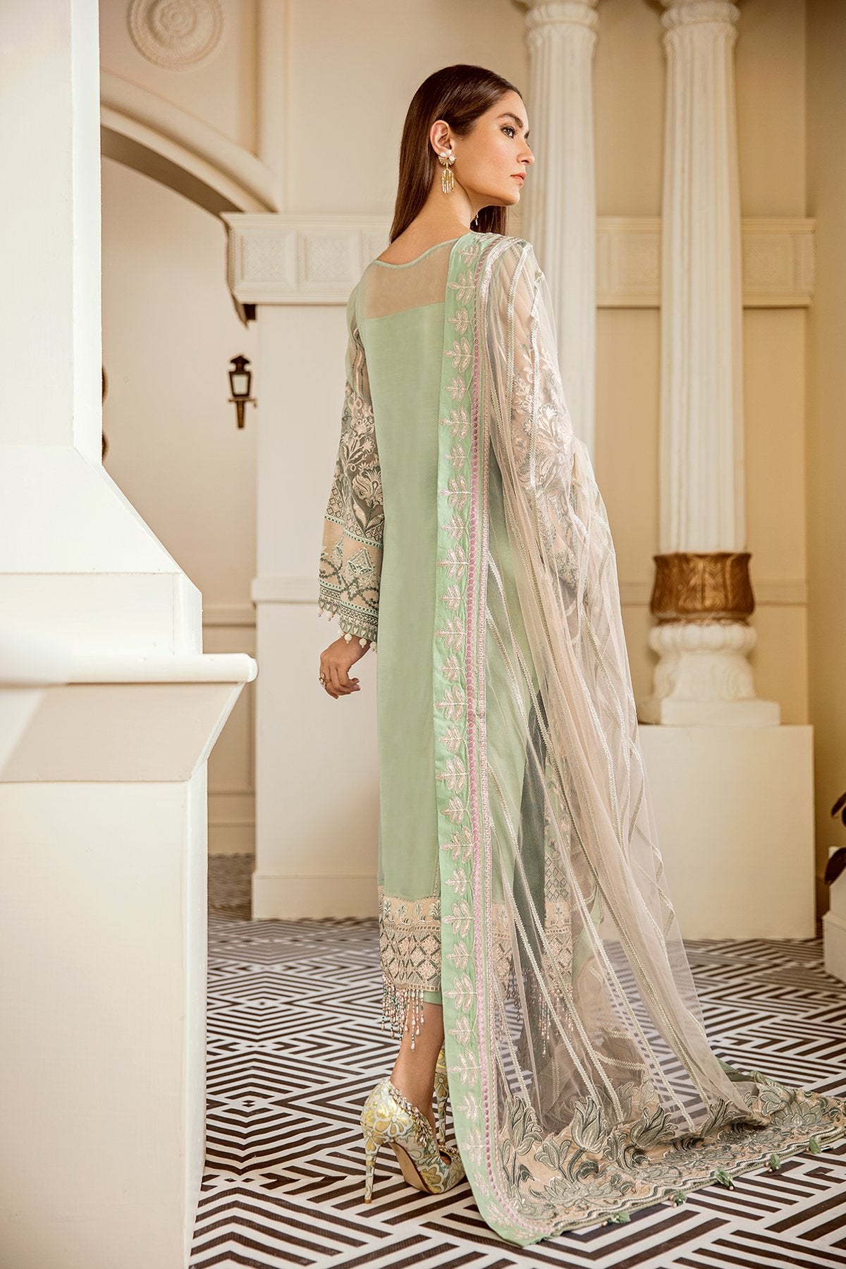 Mint Tea (Baroque Chantelle Embroidered Chiffon)