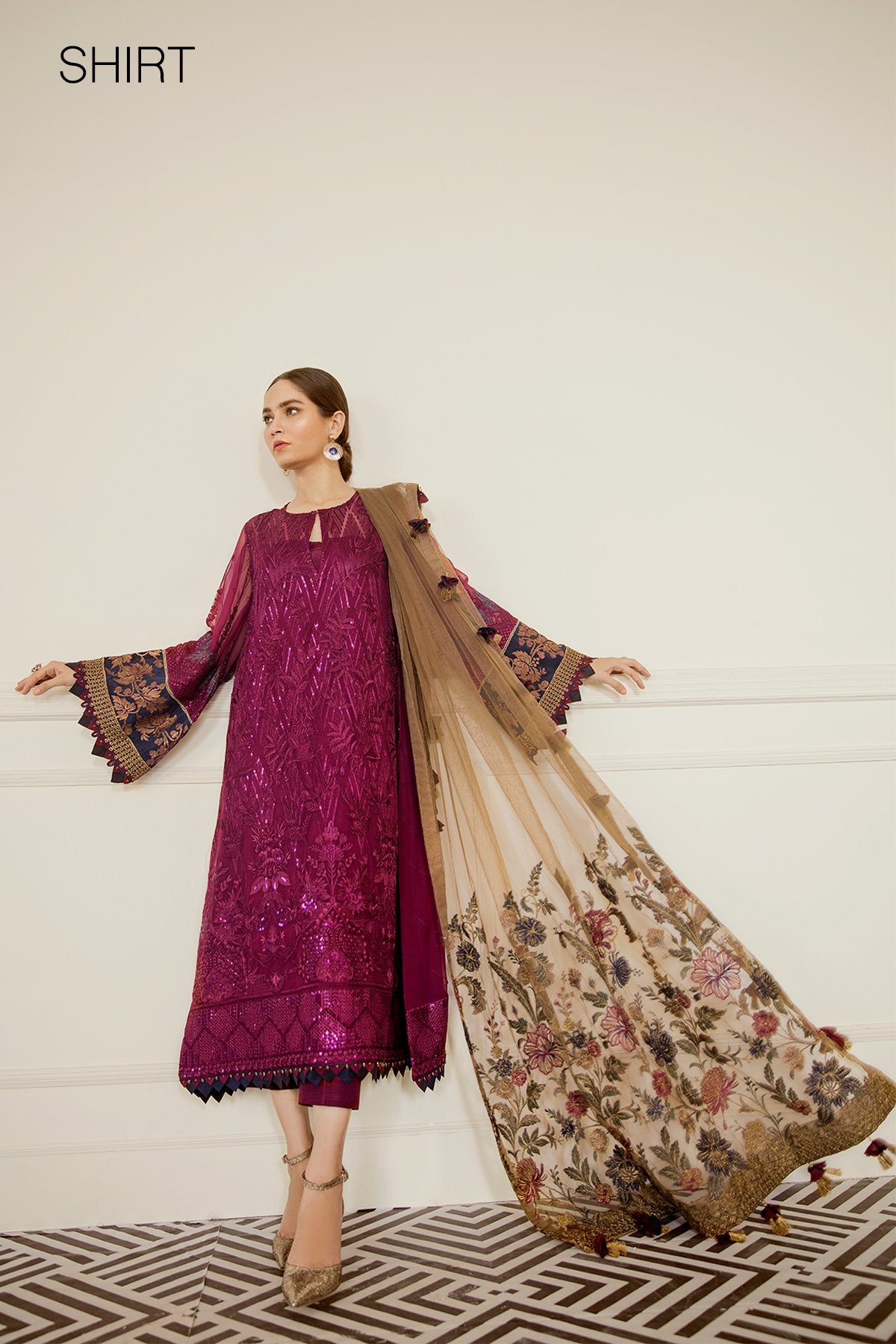 Cerise (Baroque Chantelle Embroidered Chiffon)