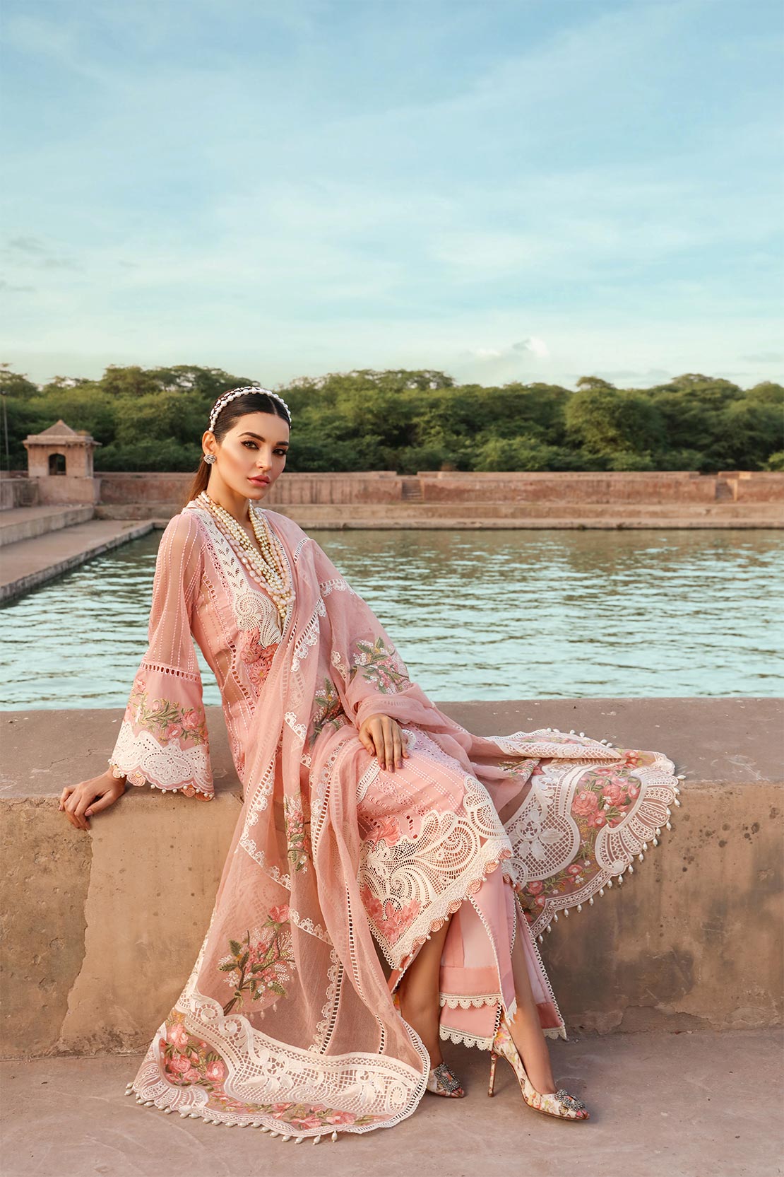 D1-A | Lacey Summer - Rose | Crimson by Saira Shakira | Luxury Lawn Collection