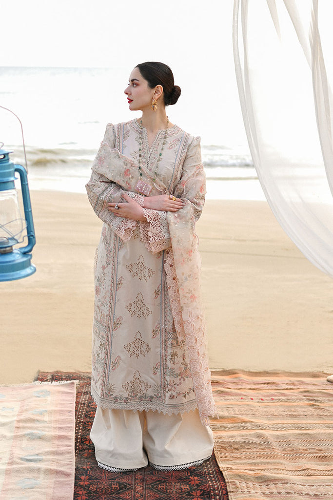 Qalamkar Sahil Luxury Embroidered Lawn Unstitched 3 Piece Suit - SA-05 Ayra - QL26SHL - Blue - Summer Collection main image 0