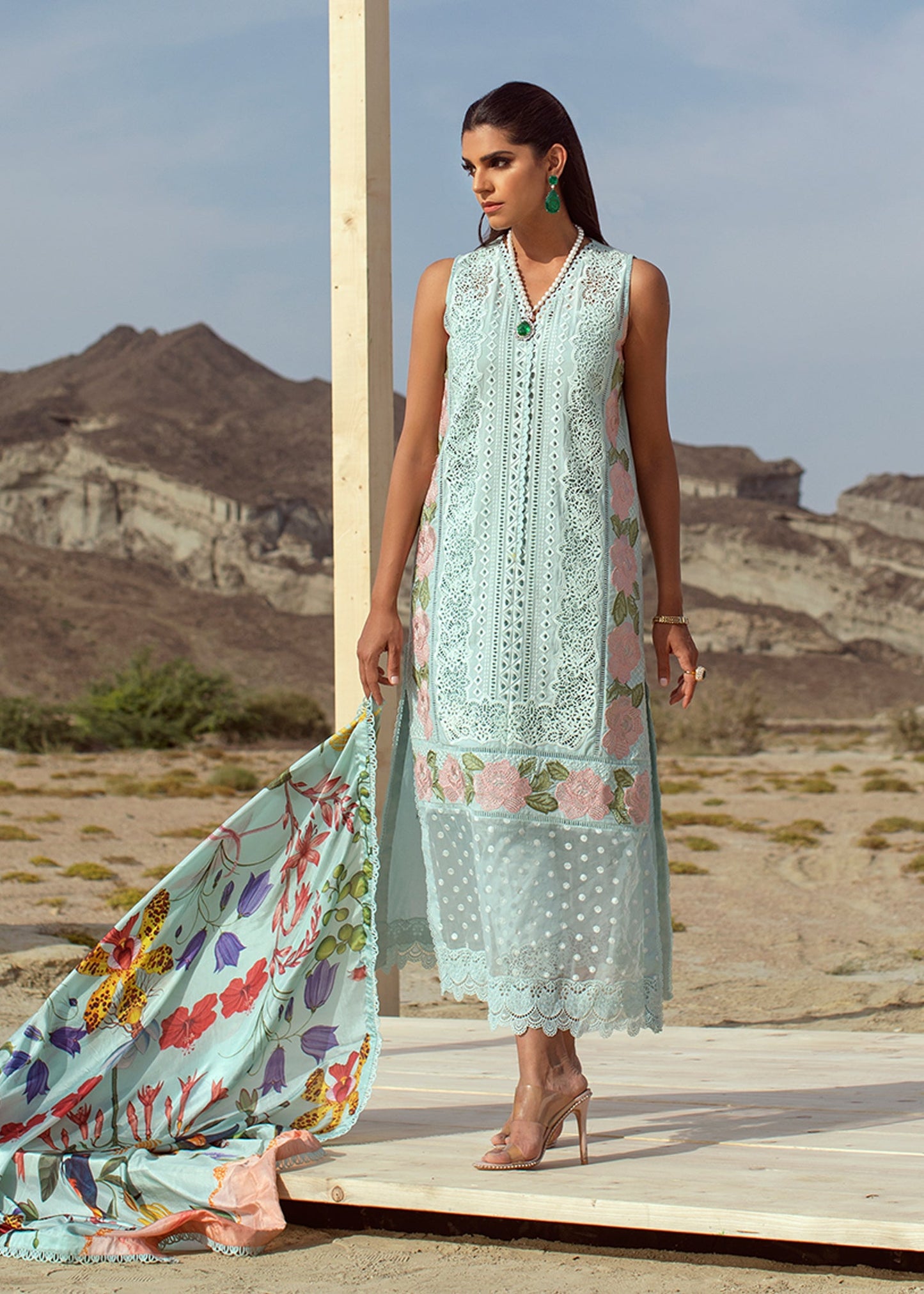 Cross Stitch Nostalgia - 8B - Maya | Crimson × Saira Shakira | Luxury Lawn Collection 2022Collection 2022