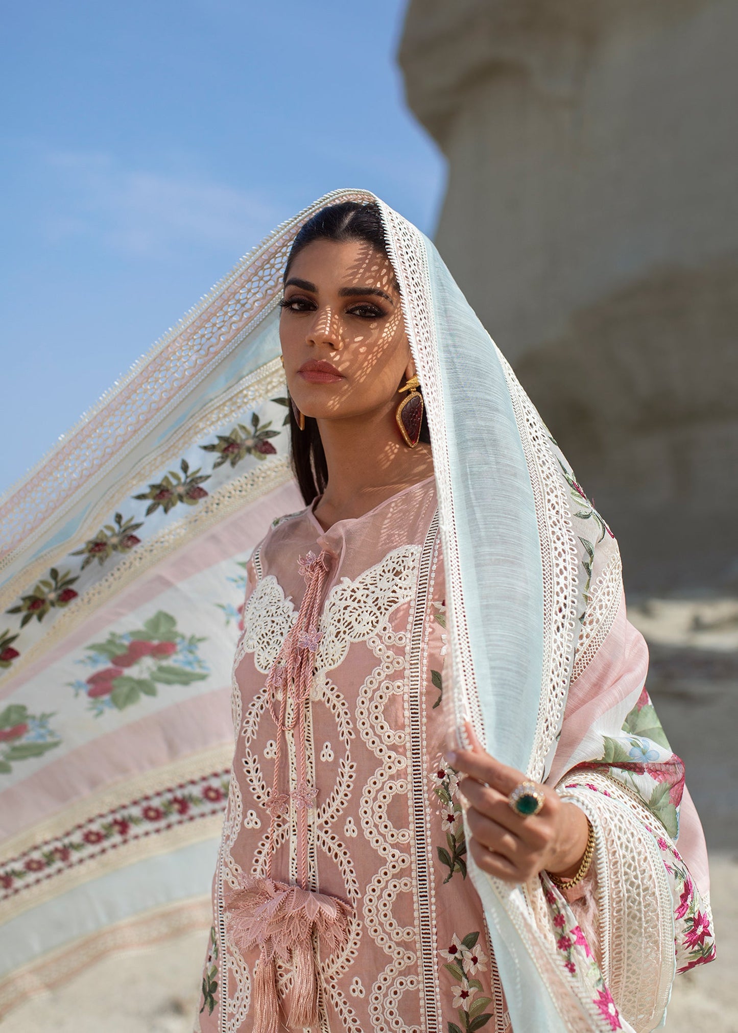 Sicilian Summer - 2B - Rose | Crimson × Saira Shakira | Luxury Lawn Collection 2022