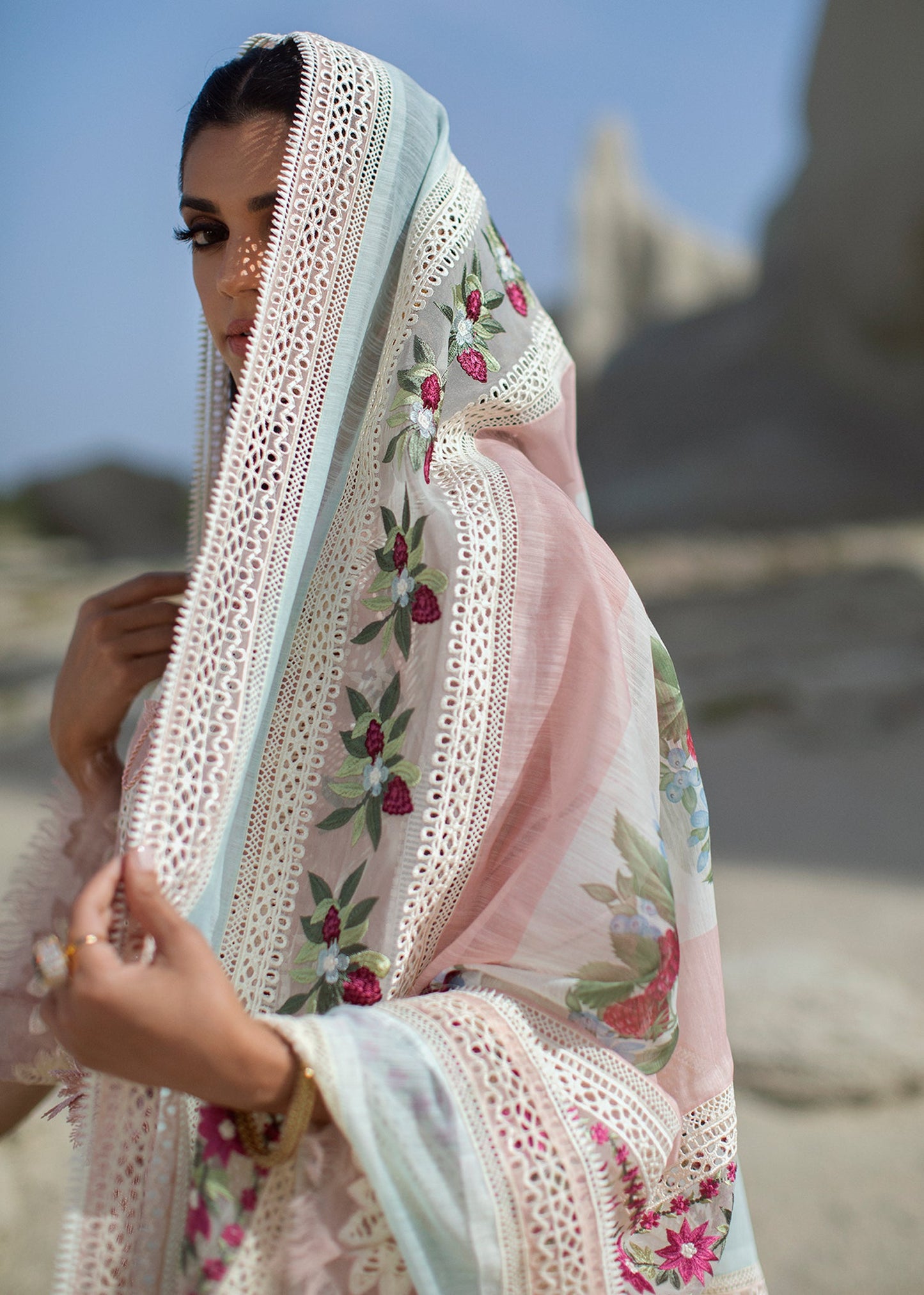 Sicilian Summer - 2B - Rose | Crimson × Saira Shakira | Luxury Lawn Collection 2022