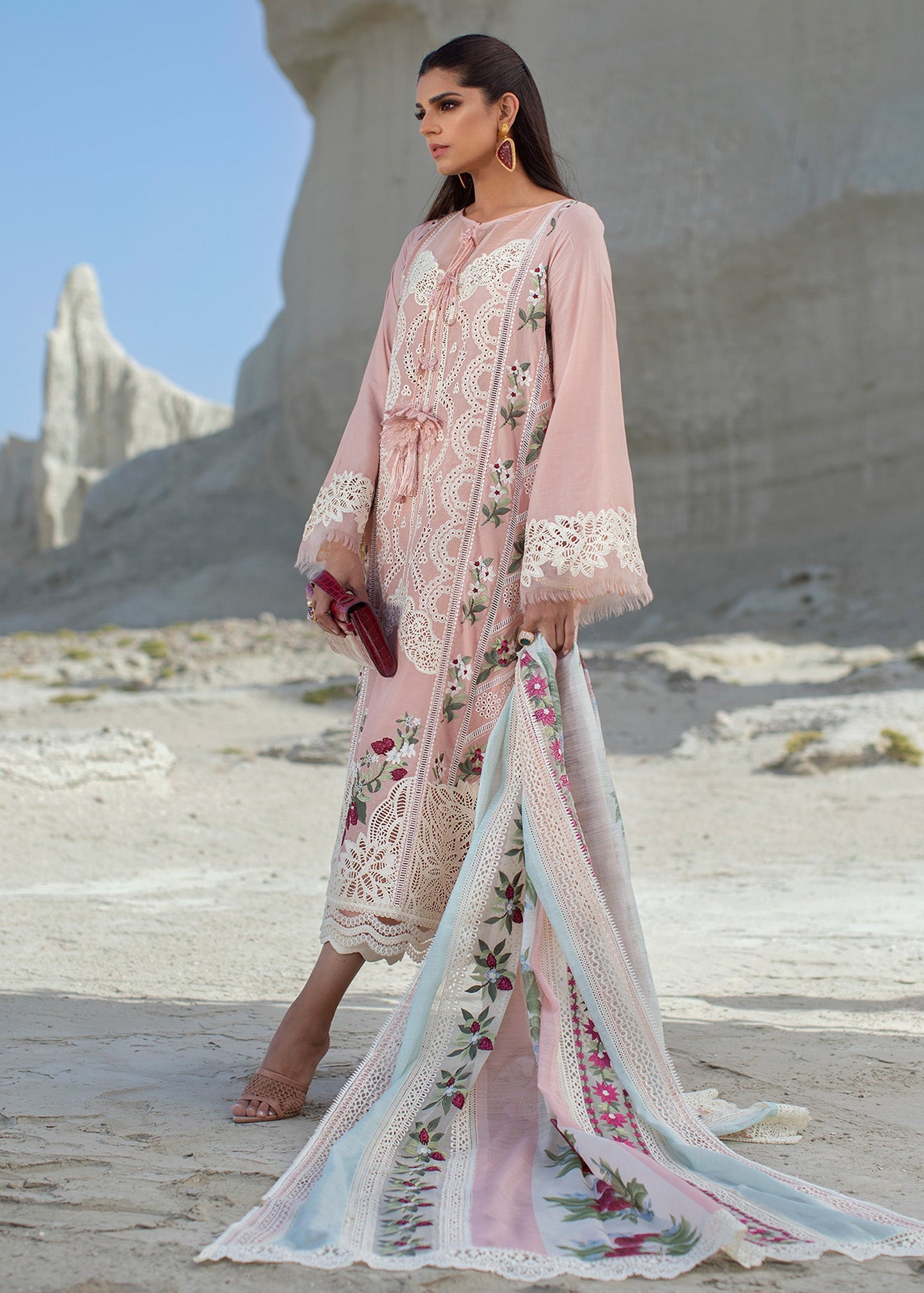 Sicilian Summer - 2B - Rose | Crimson × Saira Shakira | Luxury Lawn Collection 2022