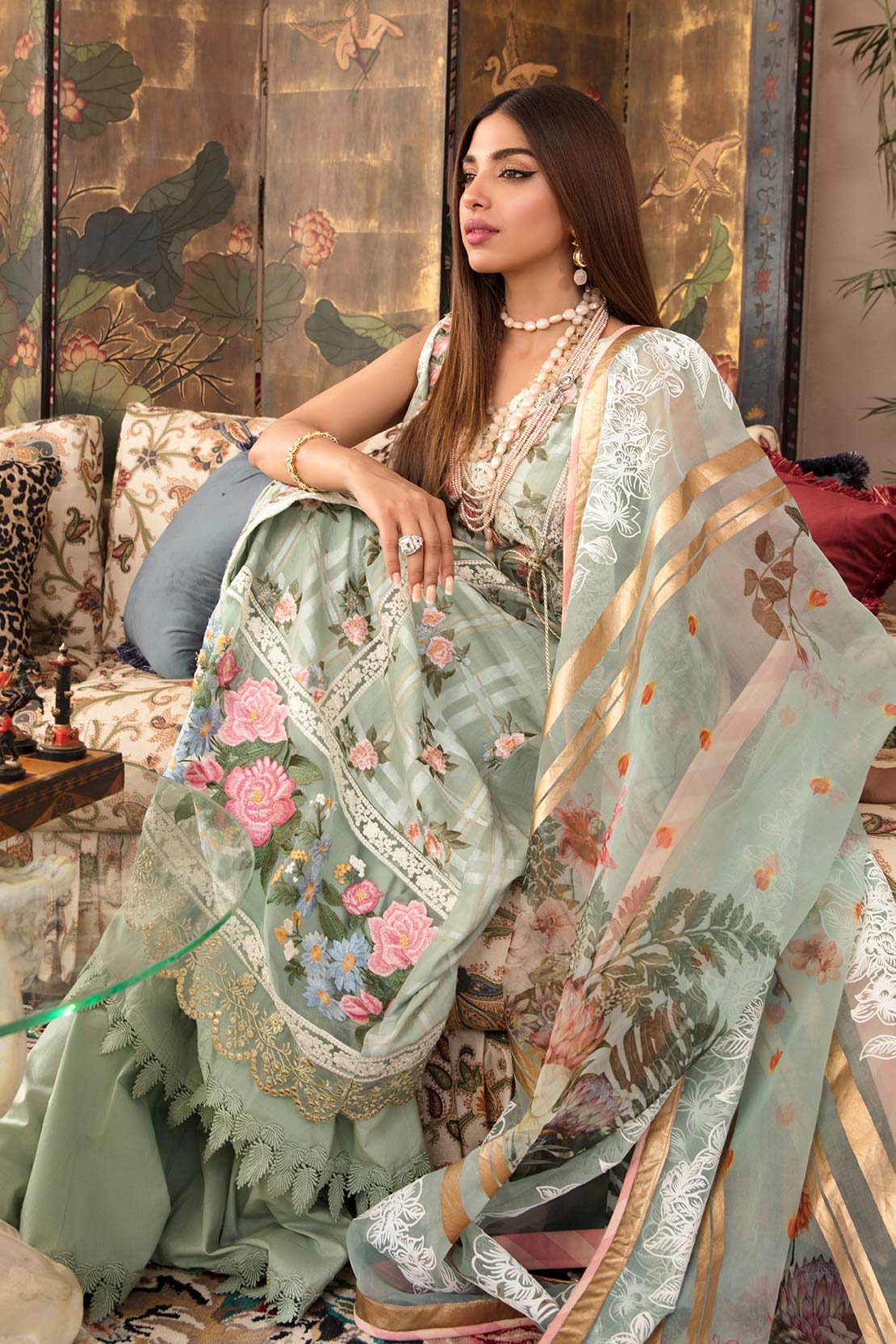 D7-A | Summer Bloom - Jade | Crimson by Saira Shakira | Luxury Lawn Collection