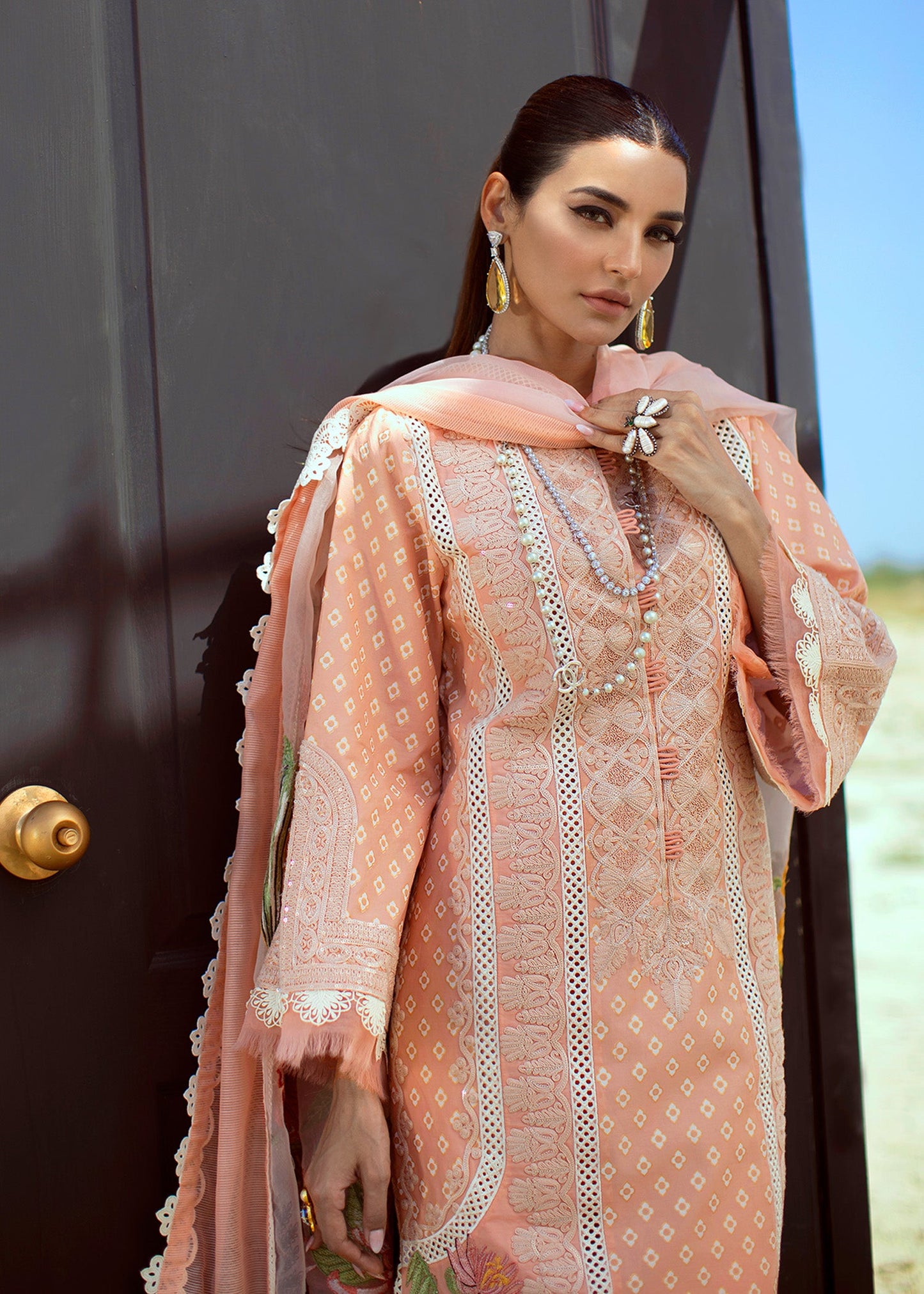 Summer Blooms - 6B - Blush | Crimson × Saira Shakira | Luxury Lawn Collection 2022