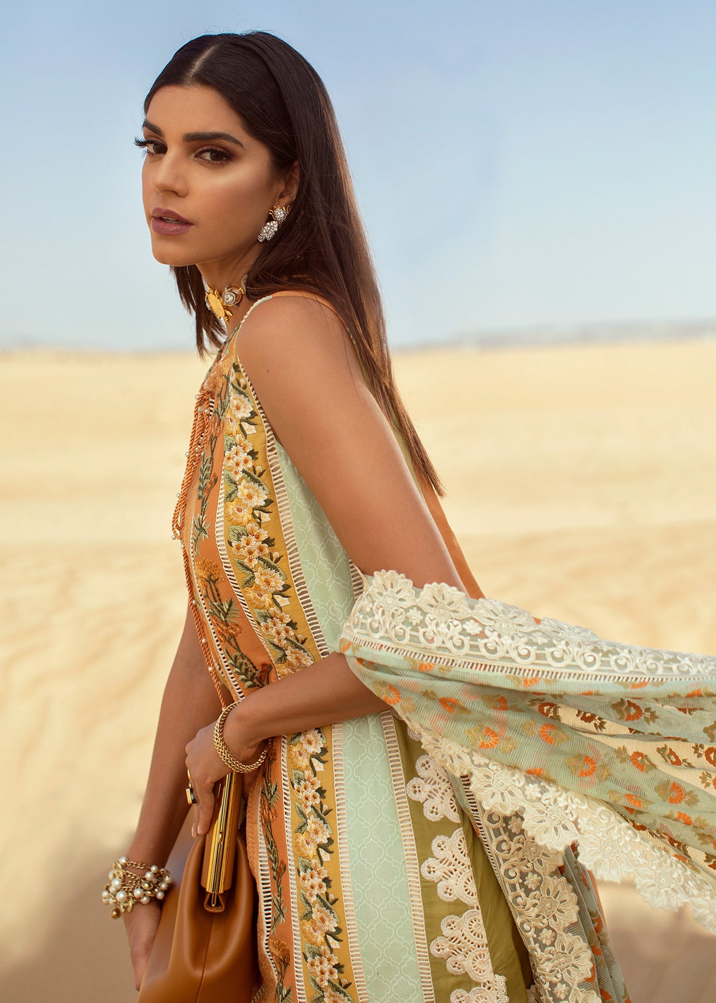 Eclectic Breeze - 4B - Summery Tangerine | Crimson × Saira Shakira | Luxury Lawn Collection 2022