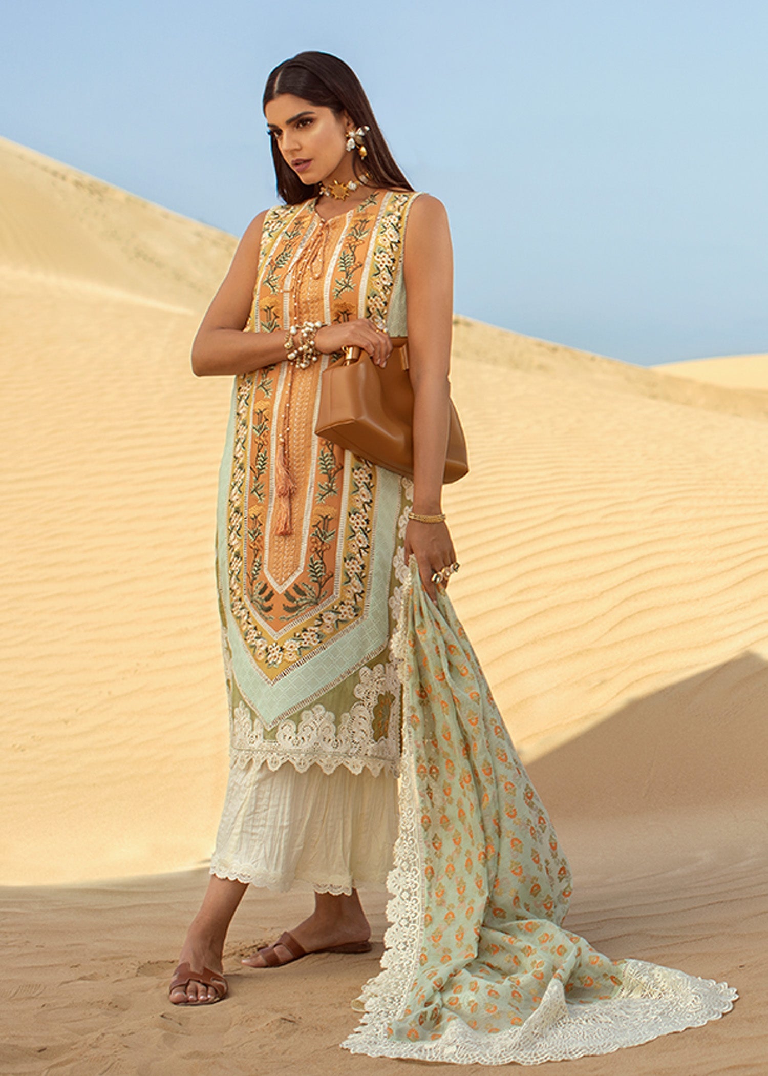 Eclectic Breeze - 4B - Summery Tangerine | Crimson × Saira Shakira | Luxury Lawn Collection 2022