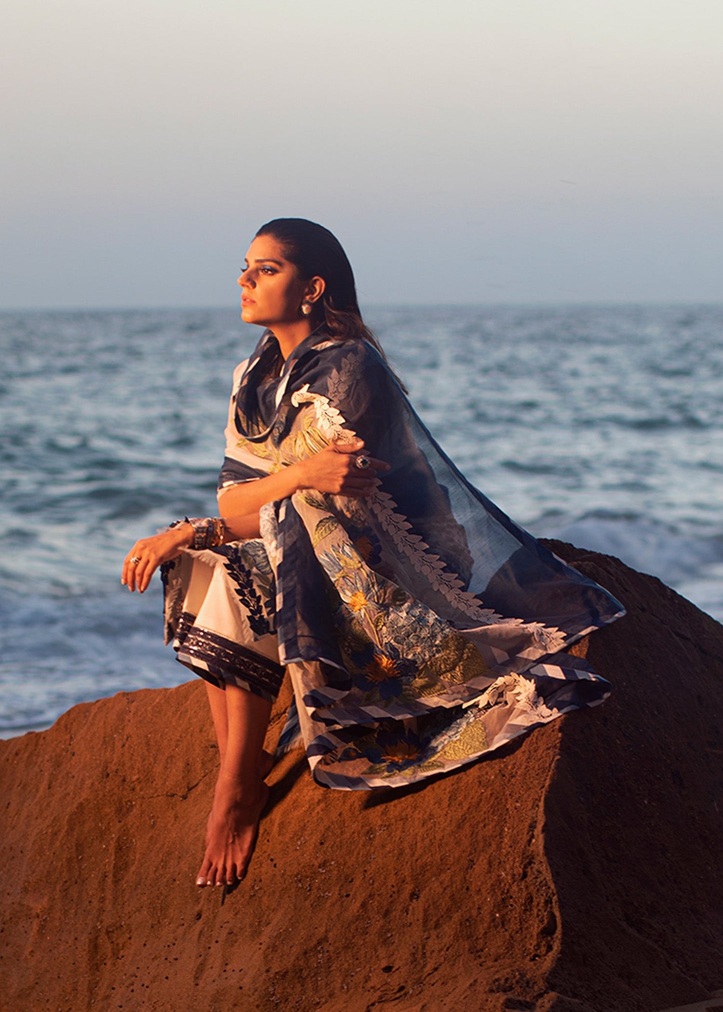 Summer Blooms - 6A - Cobalt | Crimson × Saira Shakira | Luxury Lawn Collection 2022