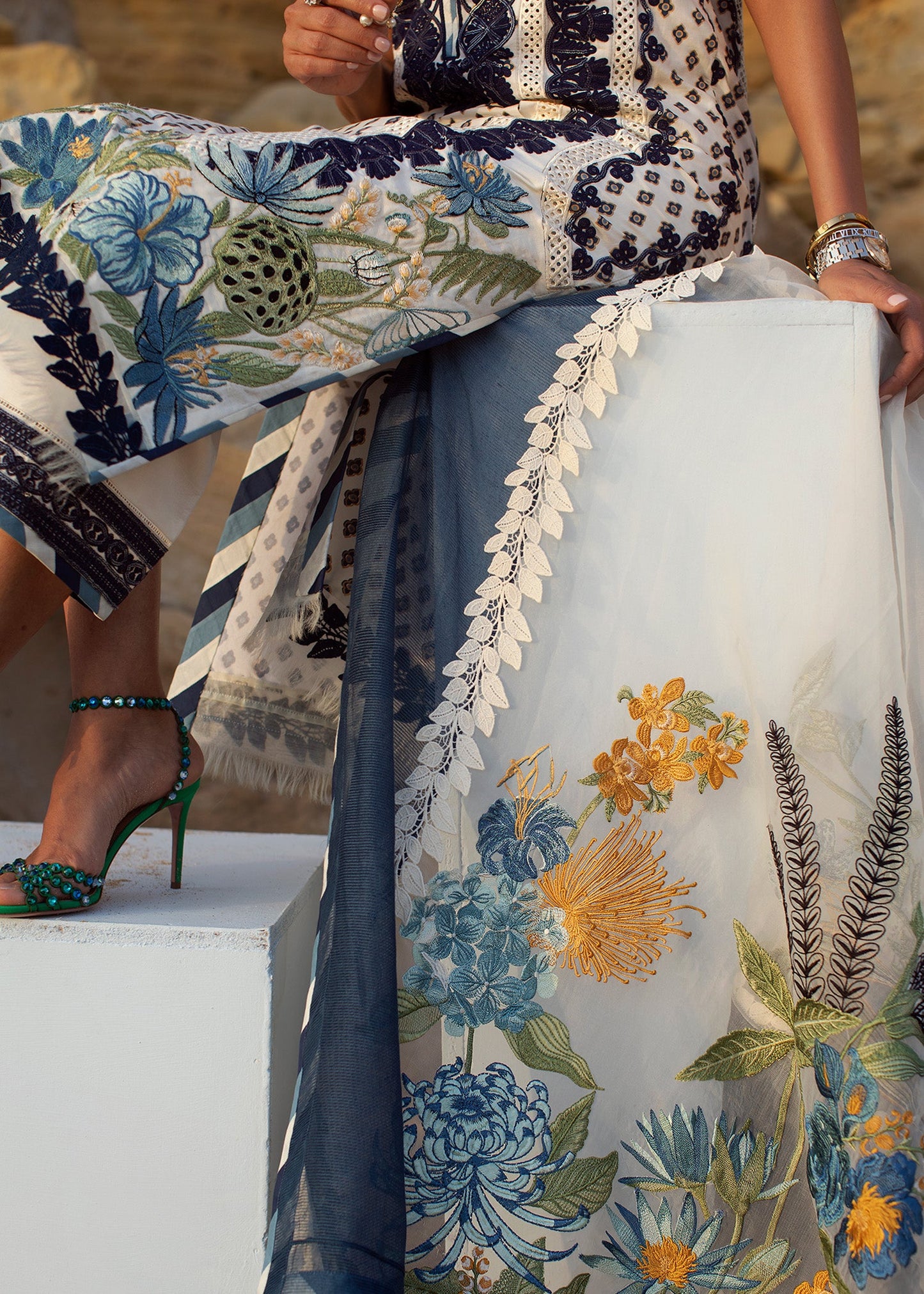 Summer Blooms - 6A - Cobalt | Crimson × Saira Shakira | Luxury Lawn Collection 2022