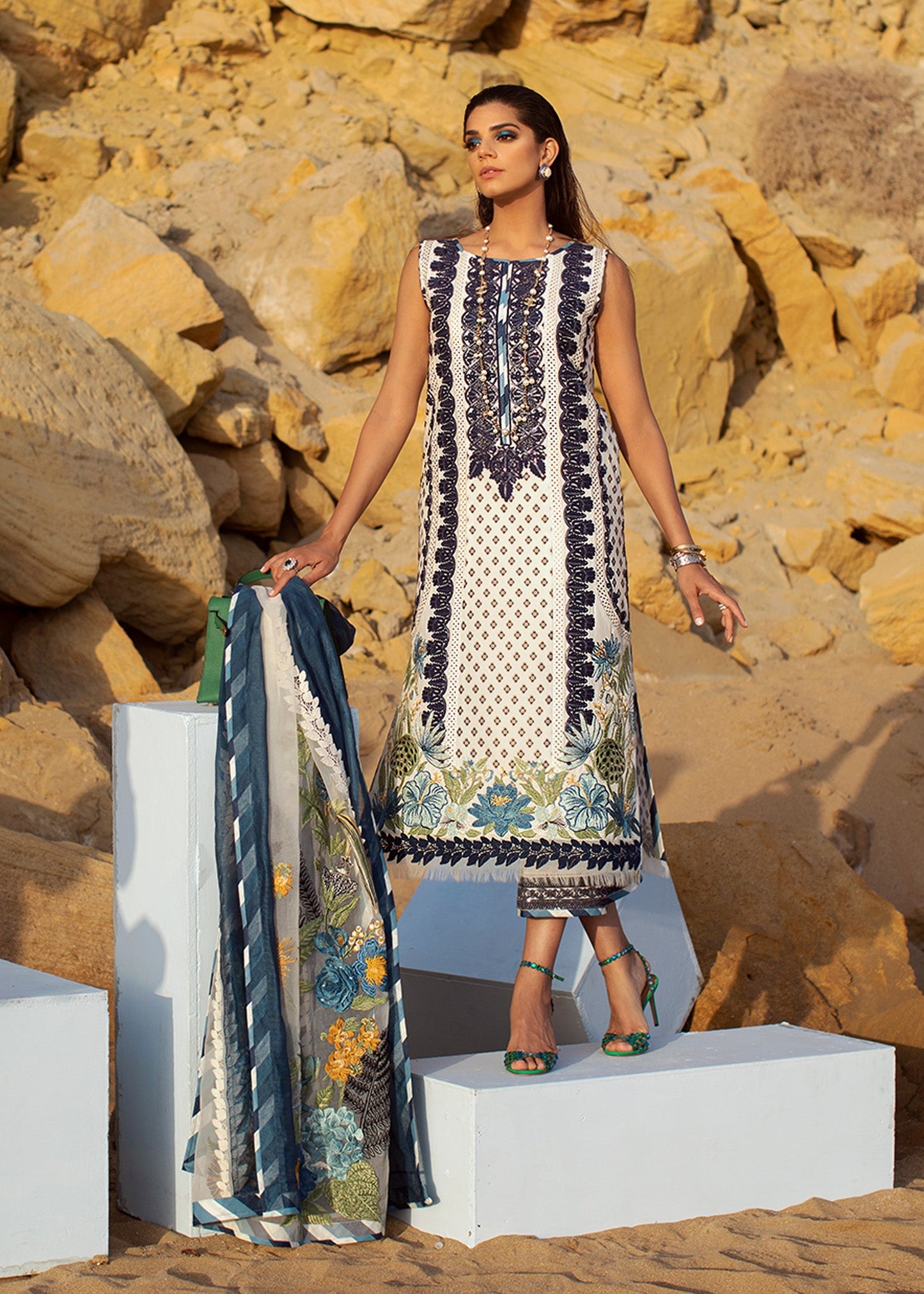 Summer Blooms - 6A - Cobalt | Crimson × Saira Shakira | Luxury Lawn Collection 2022
