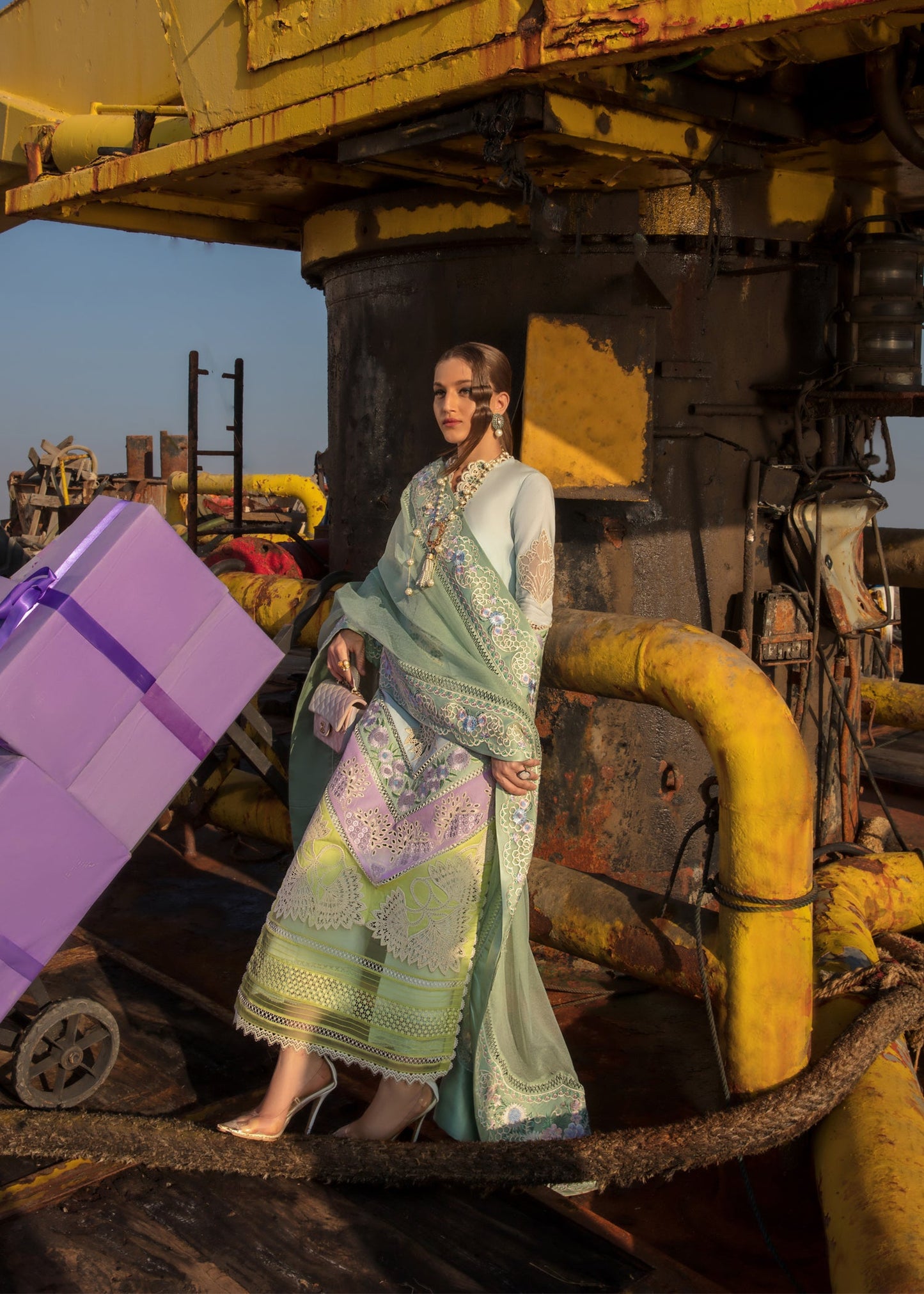 Summery Medley - Aqua | Crimson | Luxury Lawn 2023