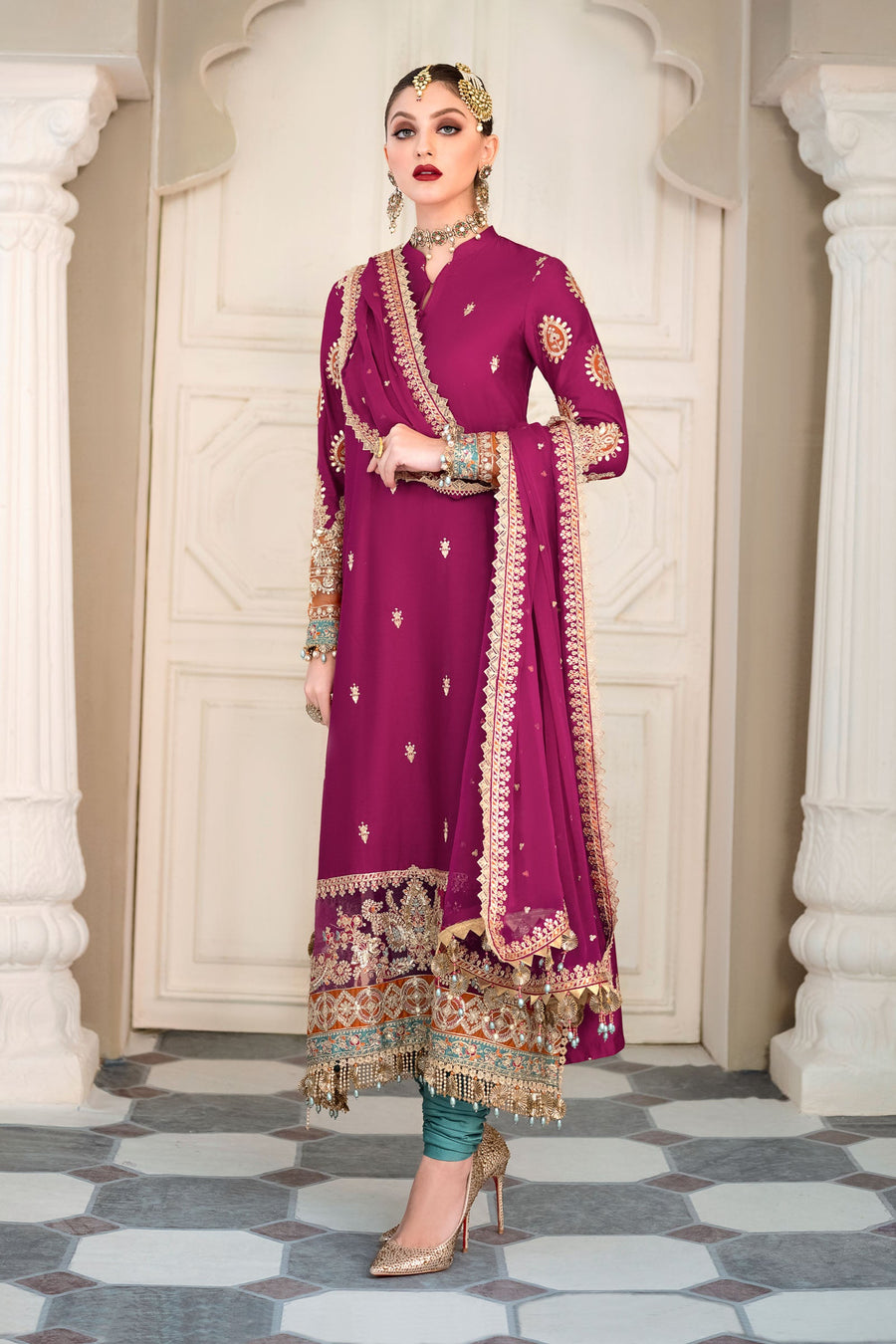 CST-601-MAGENTA HOT PINK | Maria B | Sateen Unstitched Collection 2023