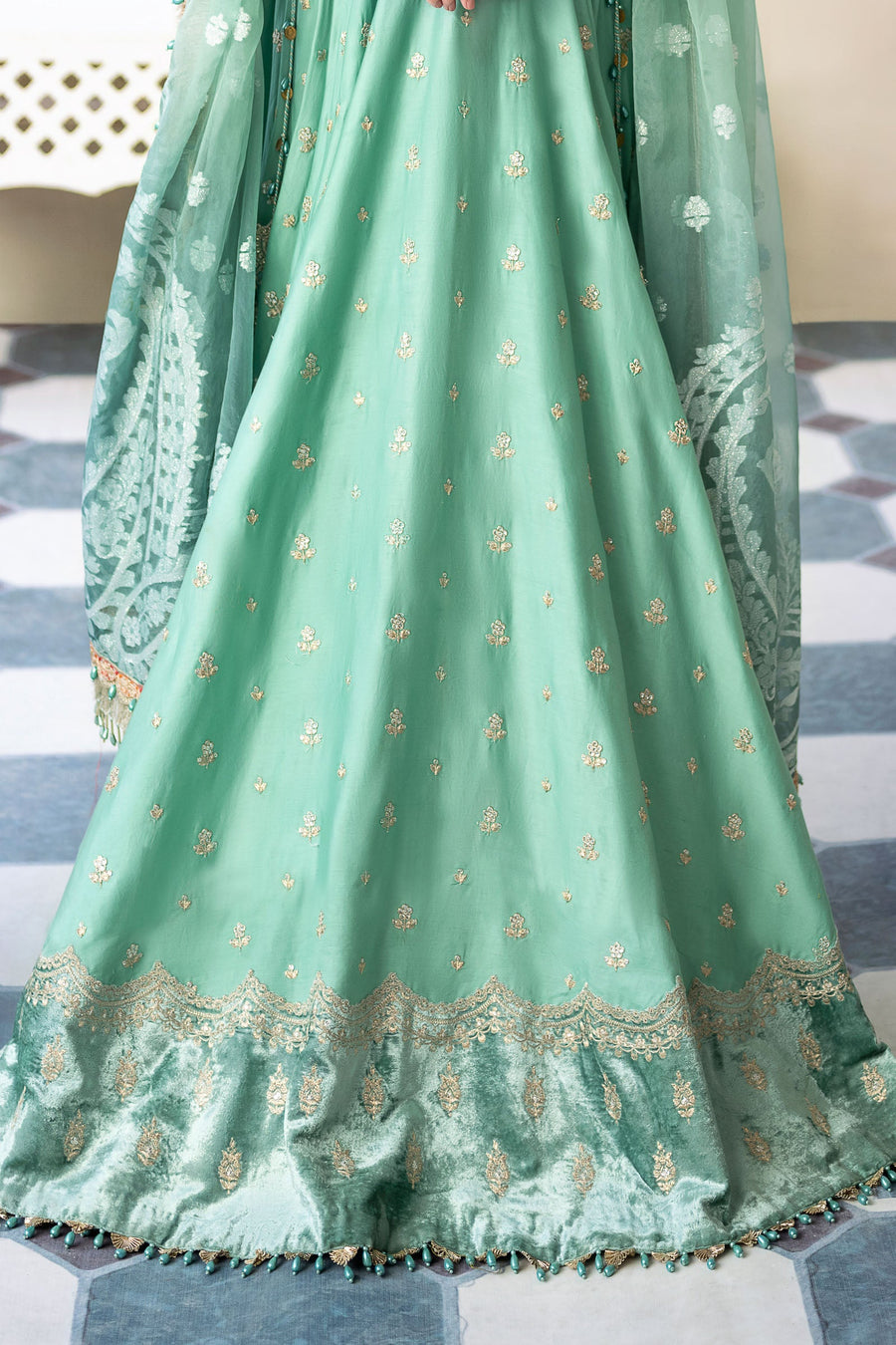 CST-606-AQUA | Maria B | Sateen Unstitched Collection 2023