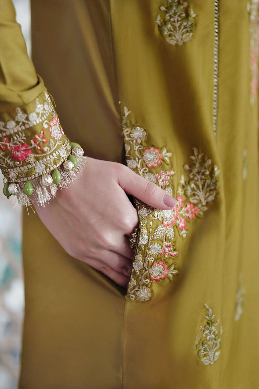 CST-607-LIME GREEN | Maria B | Sateen Unstitched Collection 2023