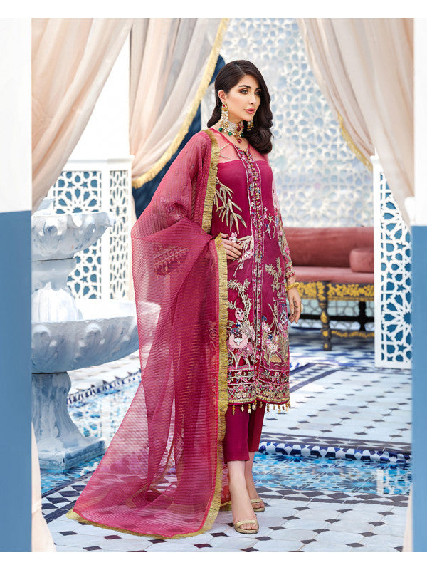 Ameur D-6 (3-Piece Embroidered Net Suit) | Gulaal | Adila Unstitched Luxury Formals