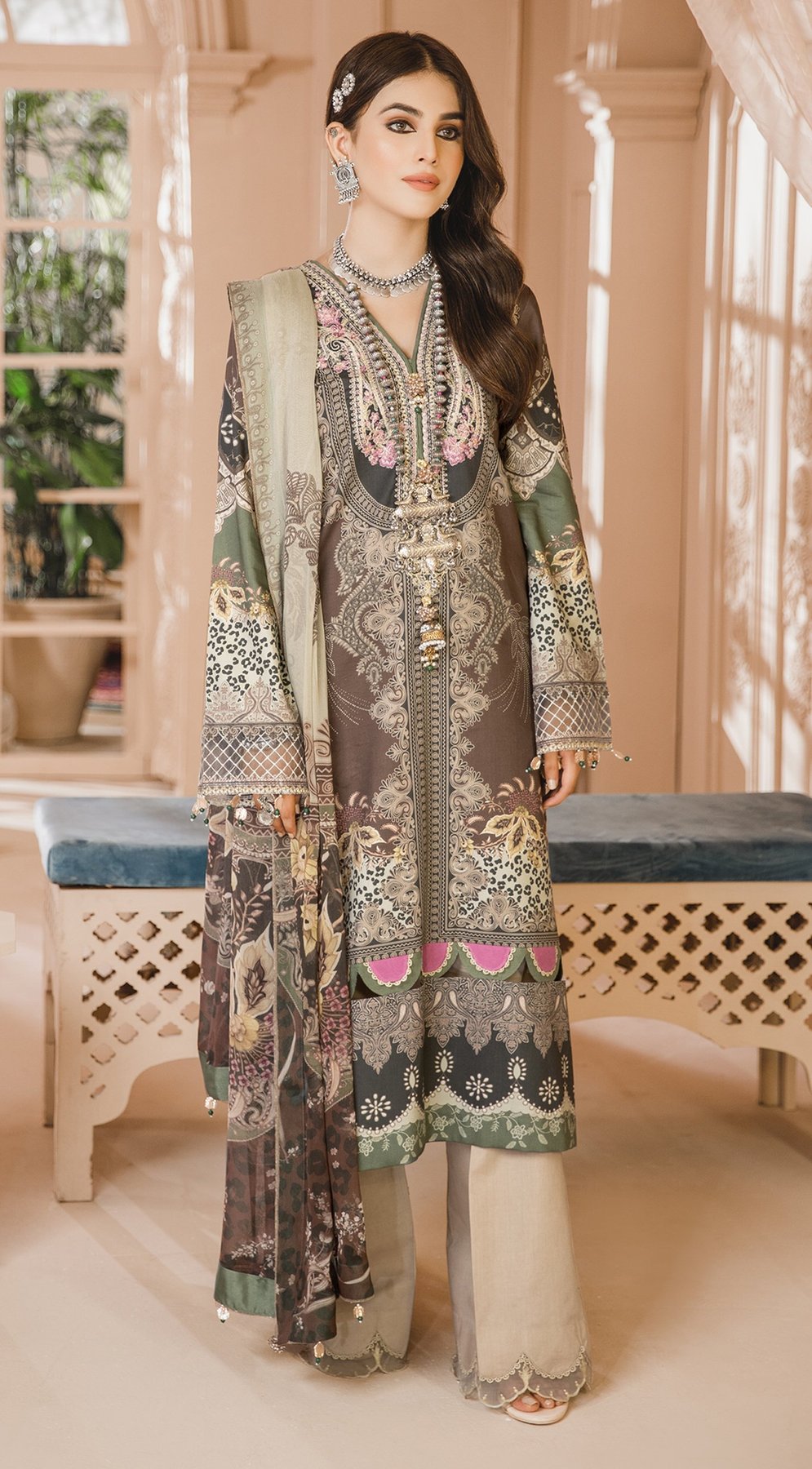 Naina | Anaya by Kiran Chaudhry | Noor Bano | Unstitched Embroidered Cambric Collection'21