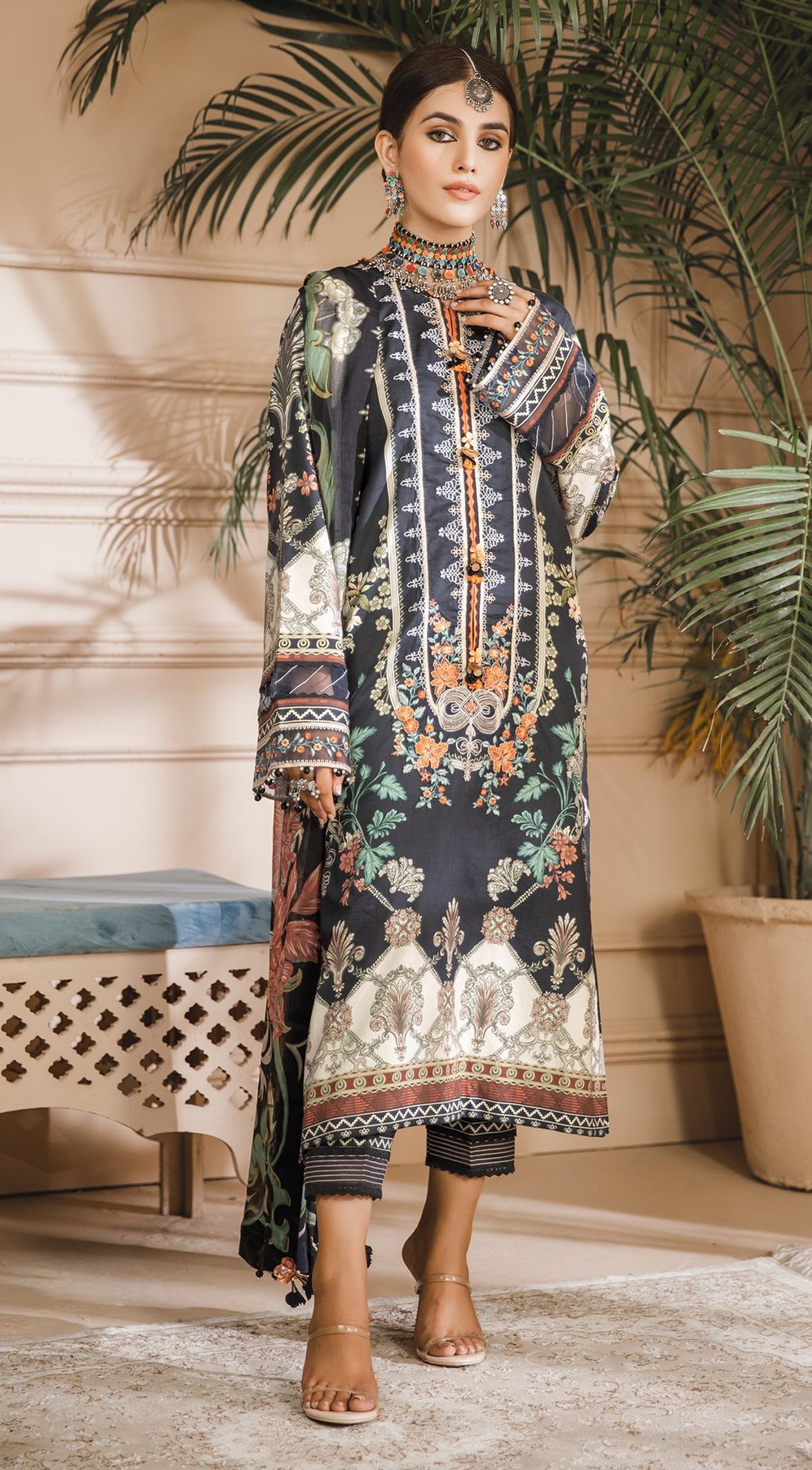 Azmina | Anaya by Kiran Chaudhry | Noor Bano | Unstitched Embroidered Cambric Collection'21