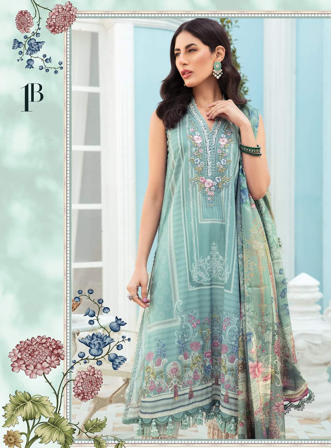 1B | Maria B | Secret Garden | Mprints Spring Summer Lawn Collection 2022