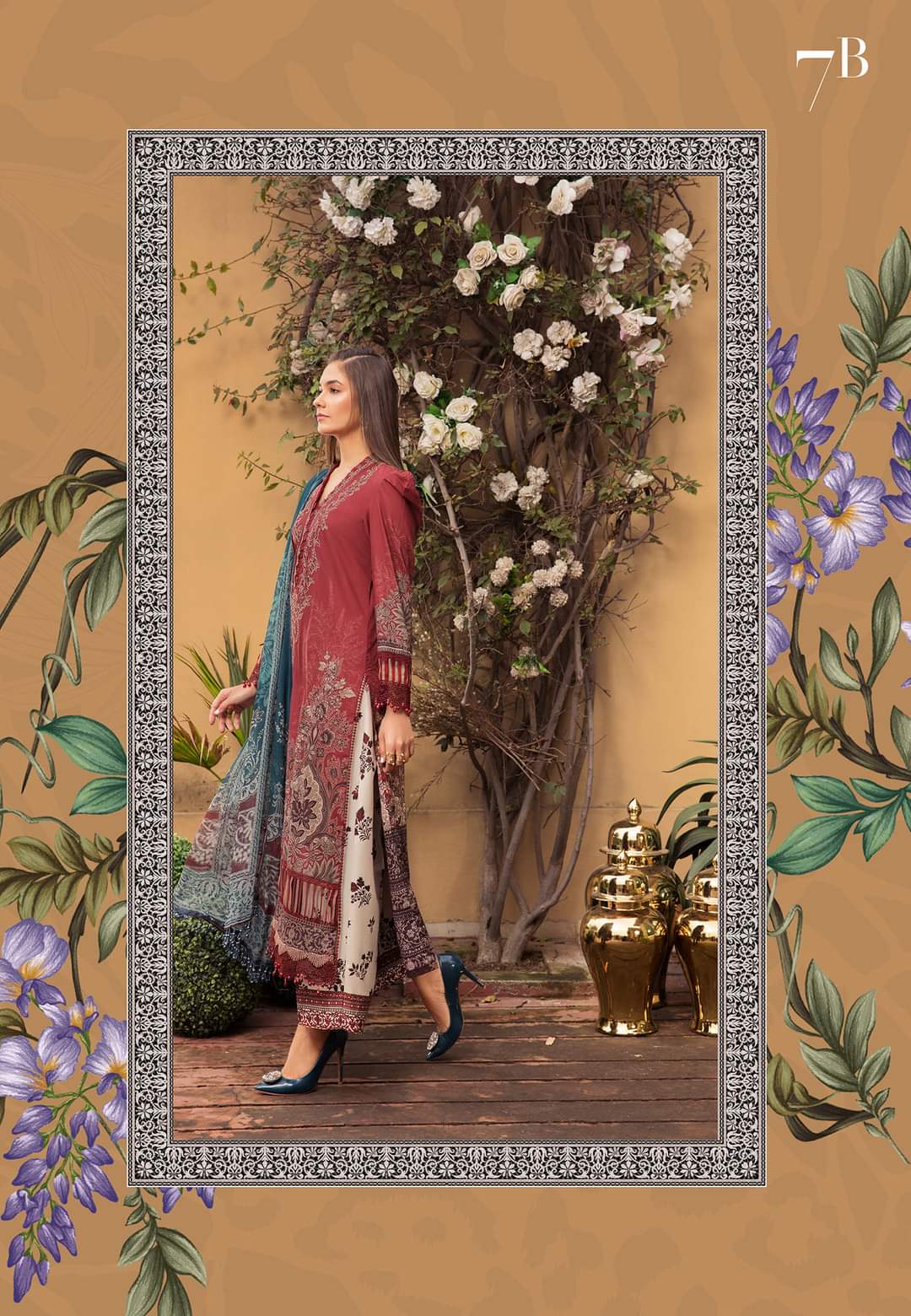 7B | Maria B | Secret Garden | Mprints Summer Lawn Collection 2022