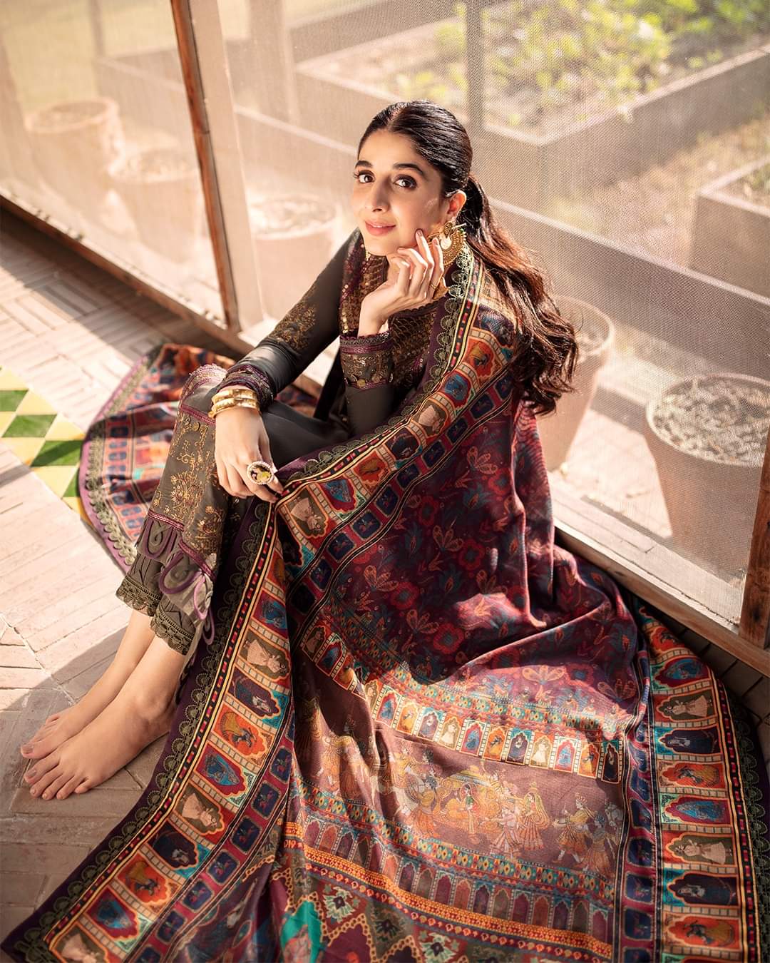 AJW-11 | Asim Jofa | Mawra & Ayeza Edit | Asra Winter Printed Shawl Collection 2022