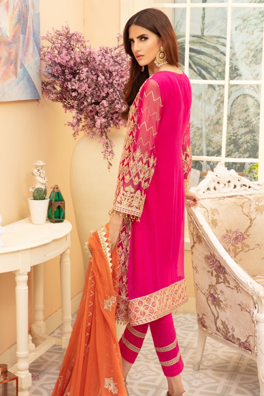 PINKILE WHELITE (MMD-01) | MARYUM N MARIA | CHIFFON COLLECTION