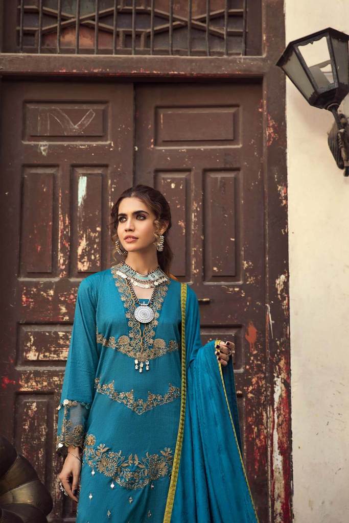 Teal Trip MSK 01 | Charizma | Signature | Masakali Fall'20 | Embroidered Premium Shawl Collection