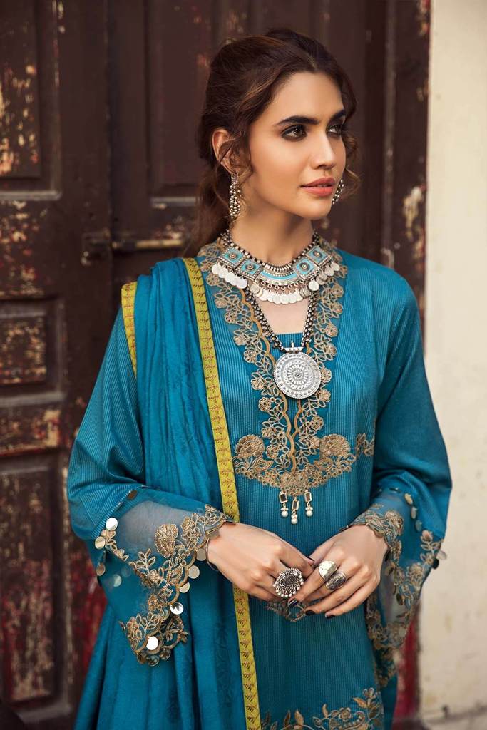 Teal Trip MSK 01 | Charizma | Signature | Masakali Fall'20 | Embroidered Premium Shawl Collection