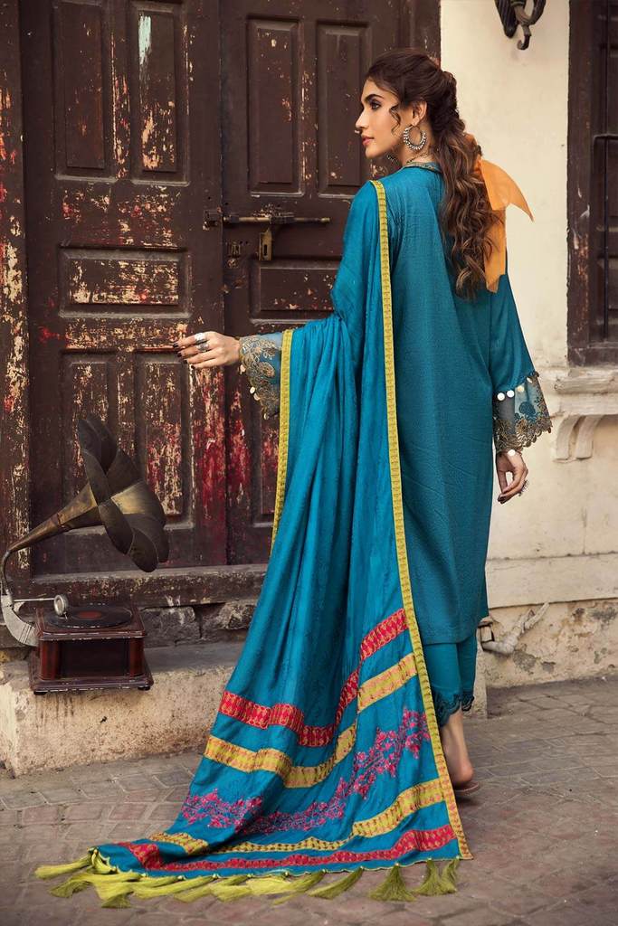 Teal Trip MSK 01 | Charizma | Signature | Masakali Fall'20 | Embroidered Premium Shawl Collection