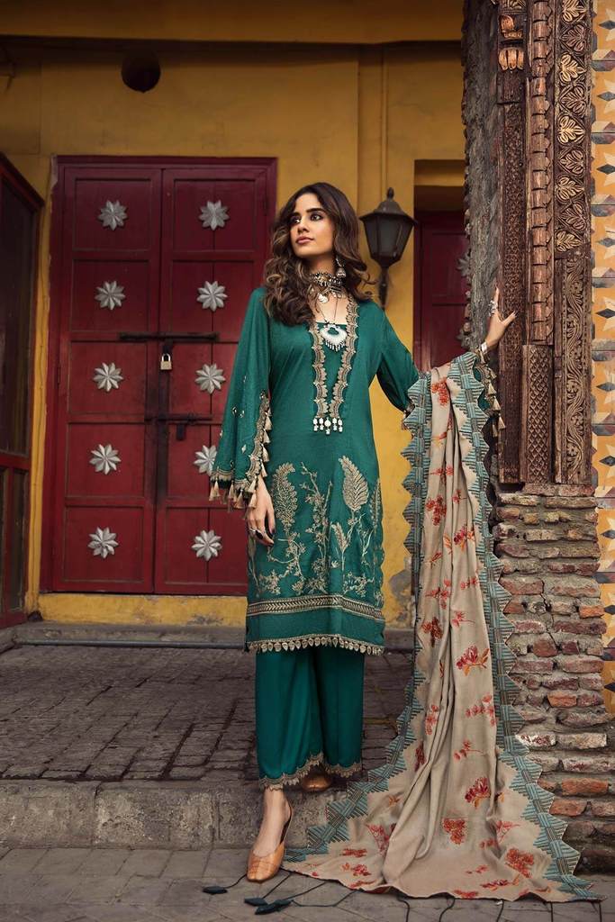 Sea Kelp MSK 04 | Charizma | Signature | Masakali Fall'20 | Embroidered Premium Shawl Collection