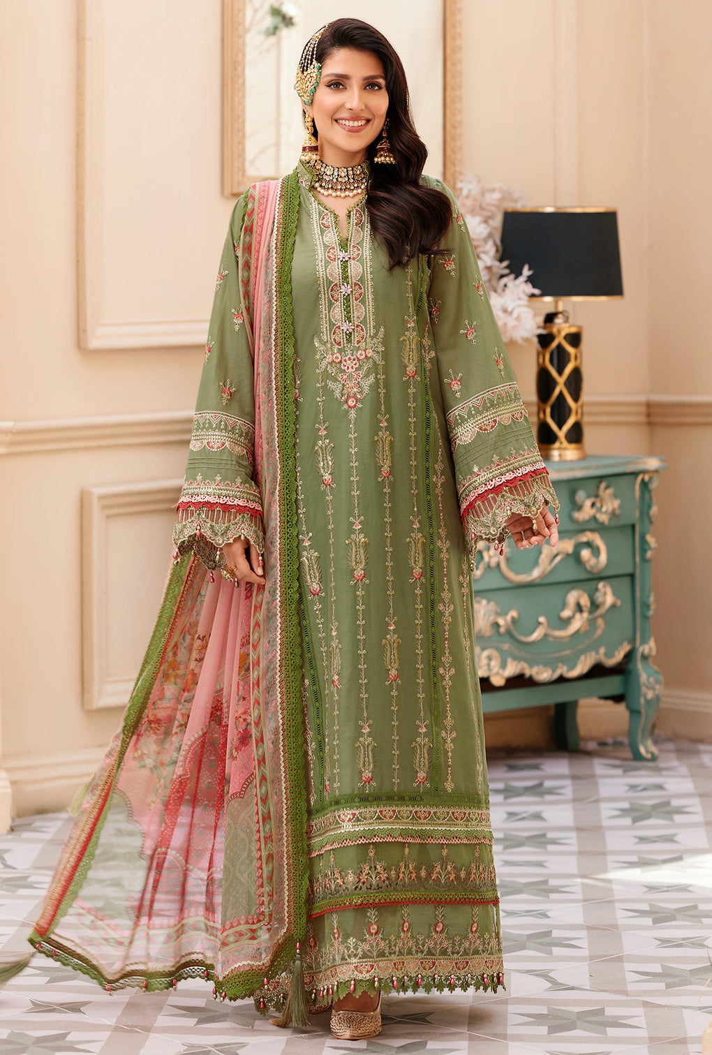 D - 07 - Sage | Noor By Saadia Asad | Eid Laserkari Collection 2022