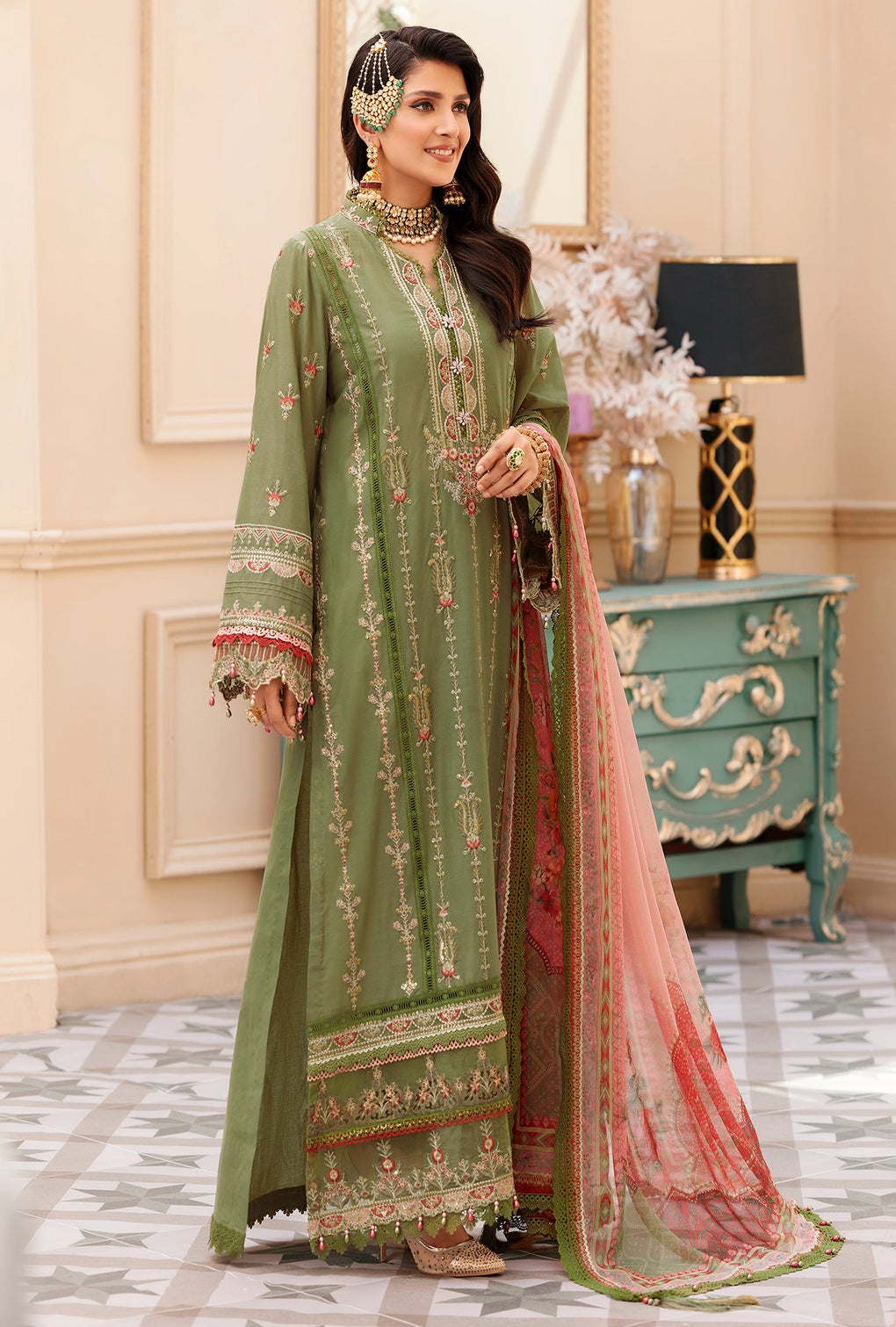 D - 07 - Sage | Noor By Saadia Asad | Eid Laserkari Collection 2022