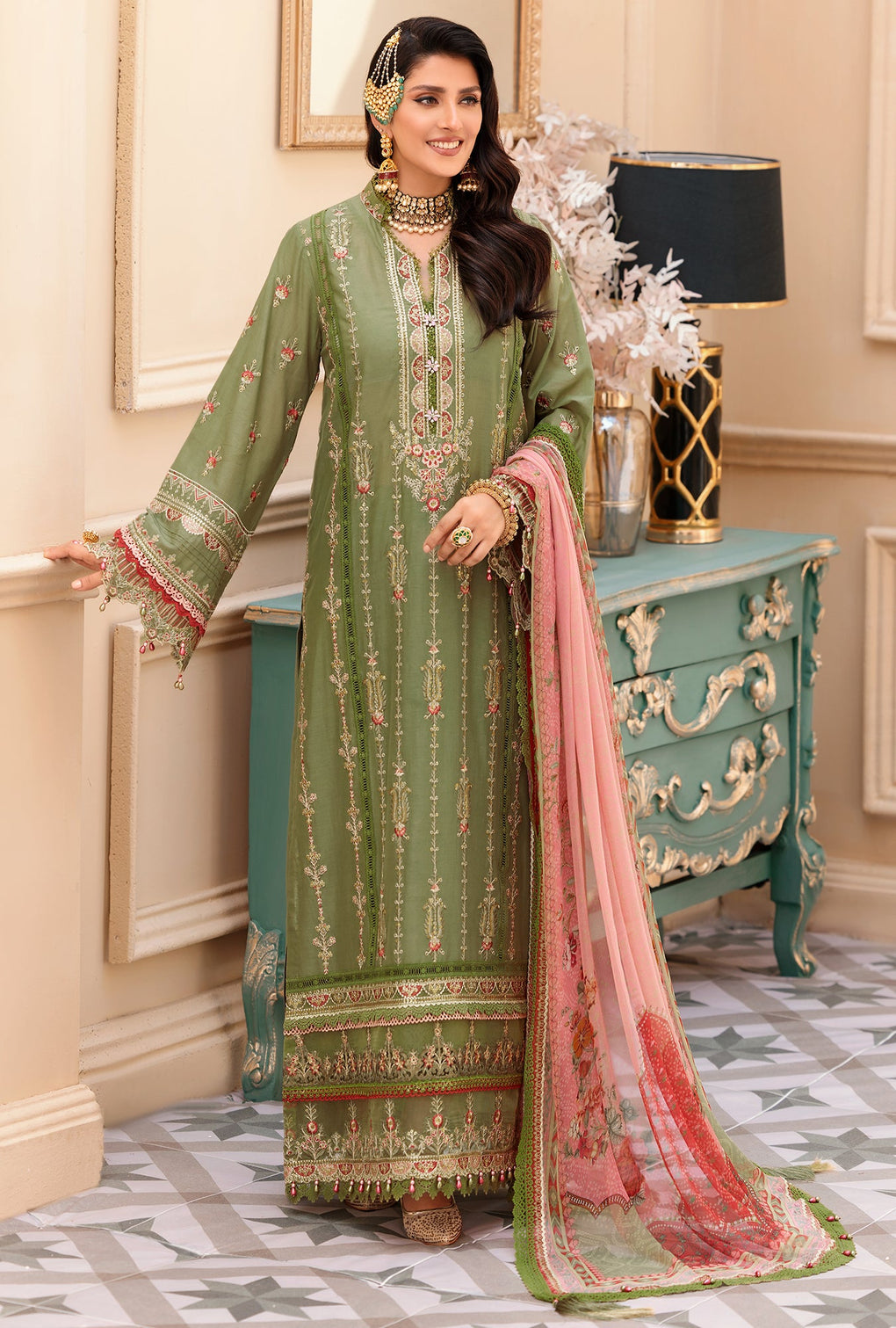 D - 07 - Sage | Noor By Saadia Asad | Eid Laserkari Collection 2022