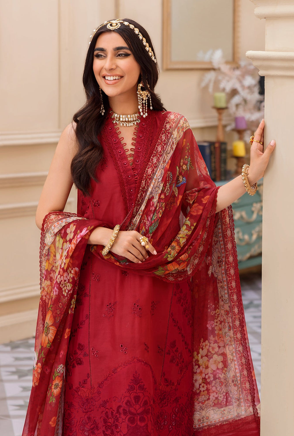 D - 04 - Scarlet | Noor By Saadia Asad | Eid Laserkari Collection 2022