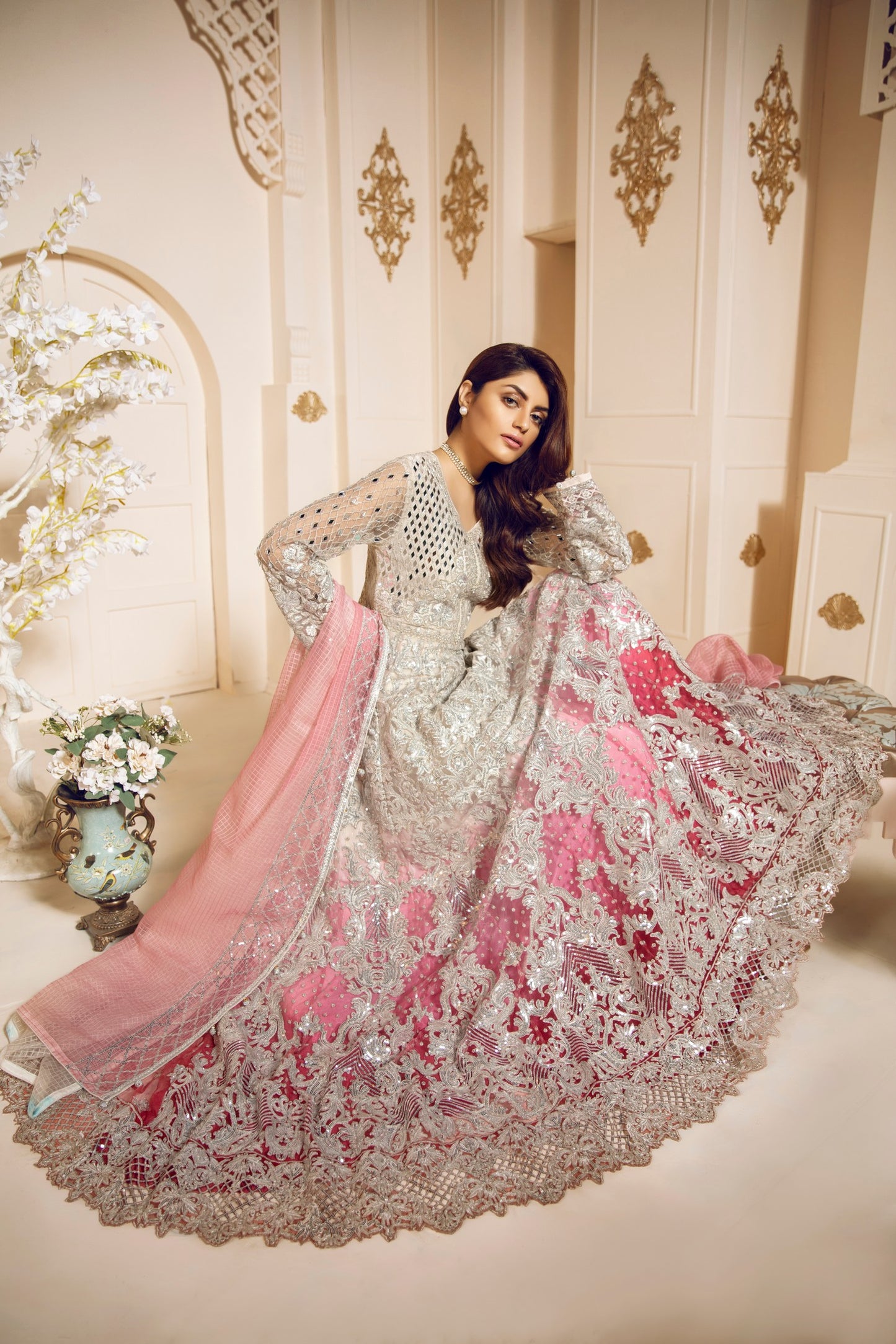 Peal Peach MA-10 (Mashq Wedding Chiffon Collection)