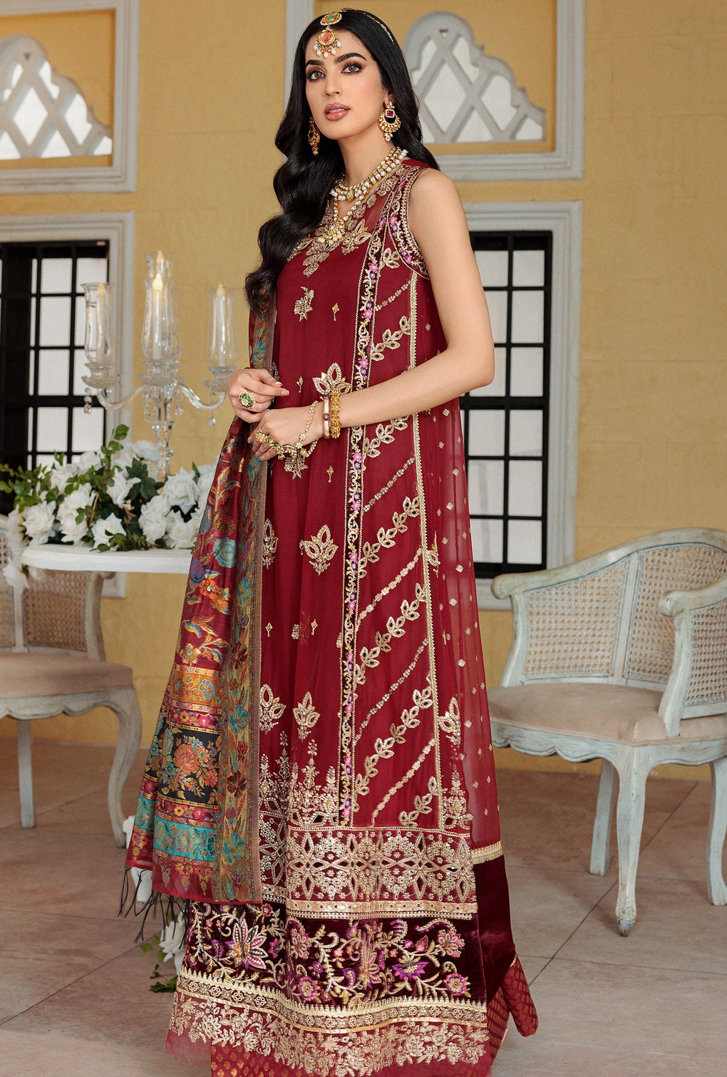 NOOR-KAANI22-D1-CARMINE | Noor | Kaani Collection 2022