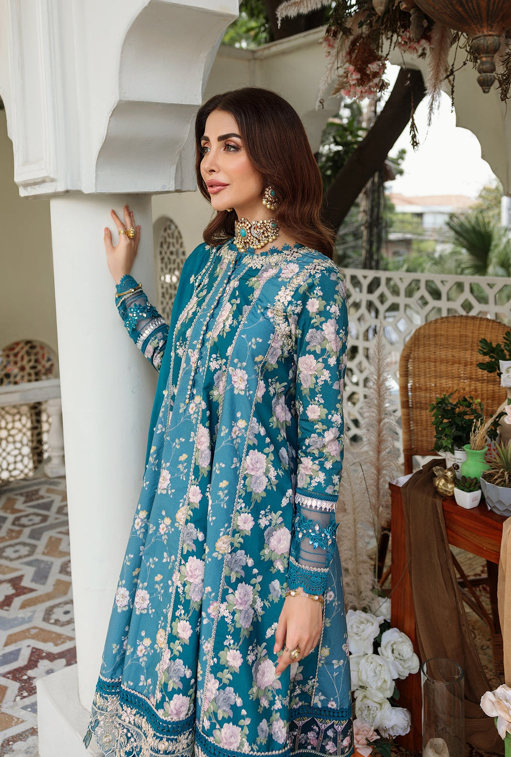 D5 - A - AROMA | Noor | Embroidered Prints Woolen Shawl Collection 2022