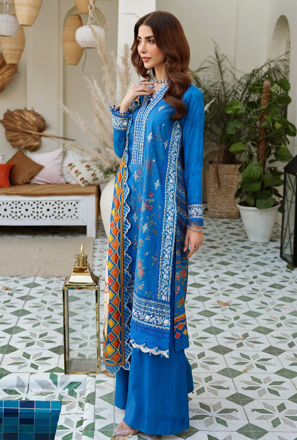 D7 - B - LAUREL | Noor | Embroidered Prints Woolen Shawl Collection 2022